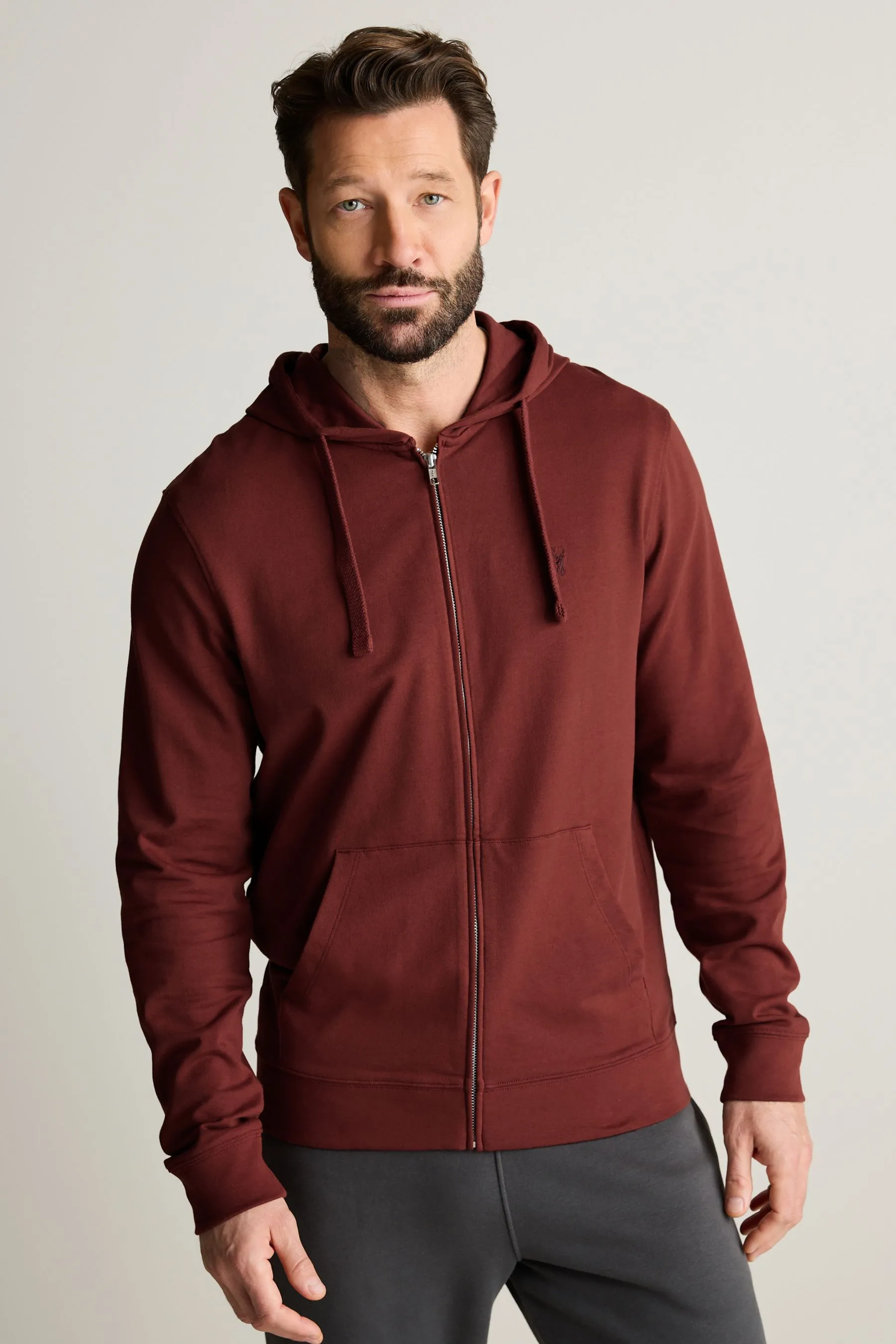 Felpa leggera con cappuccio e zip