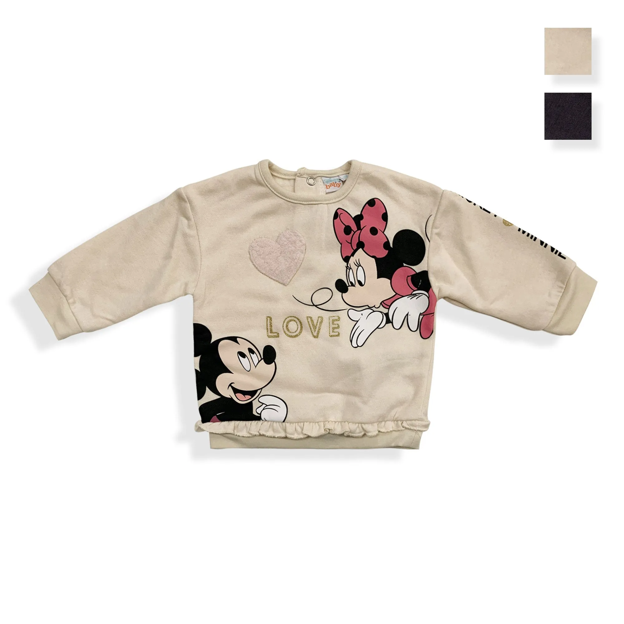 Felpa neonato Disney Minnie e Mickey Mouse maglia bimba maniche lunghe 5954