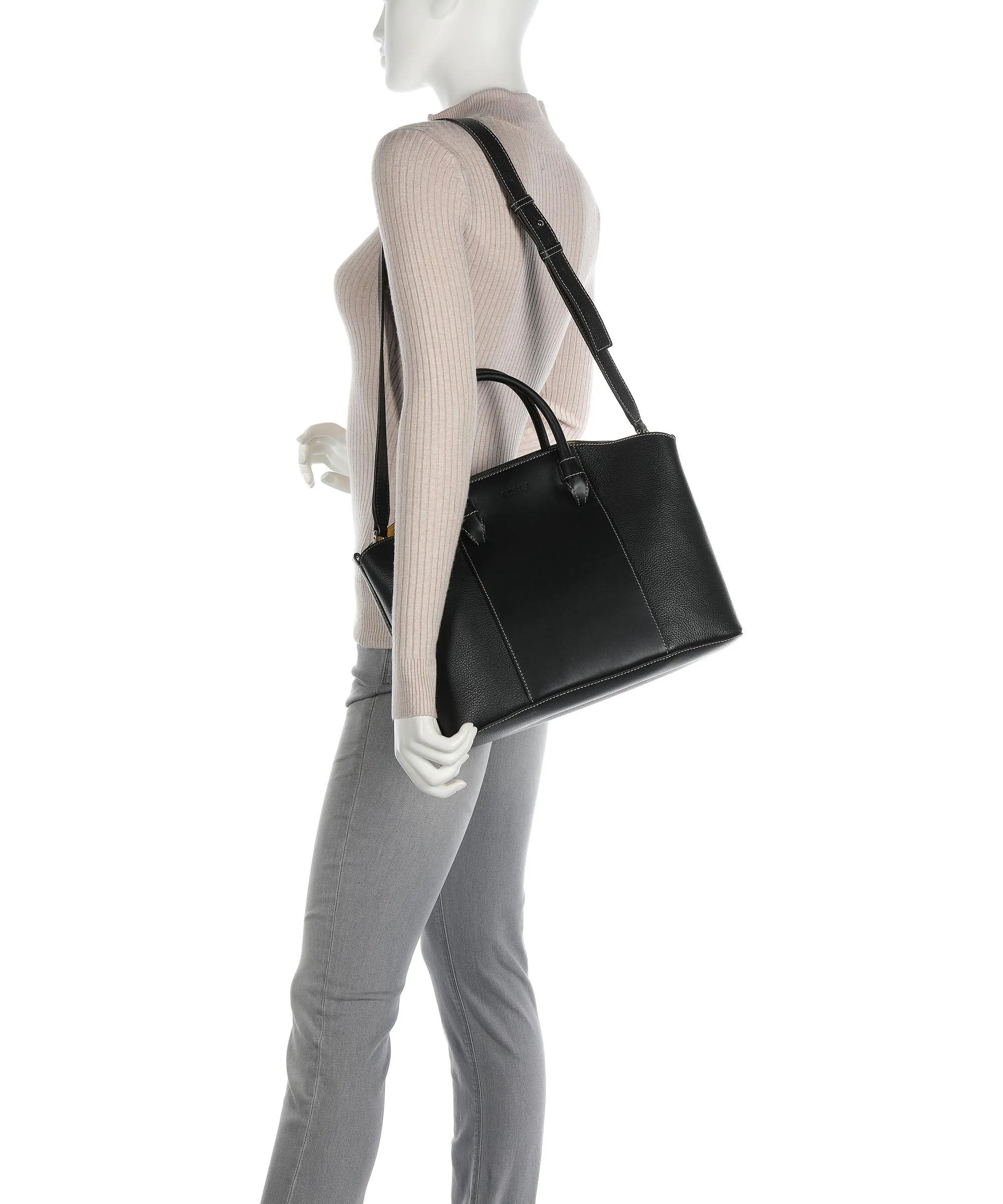  Furla Miastella L Borsa a mano pelle granulata, pelle liscia nero  
