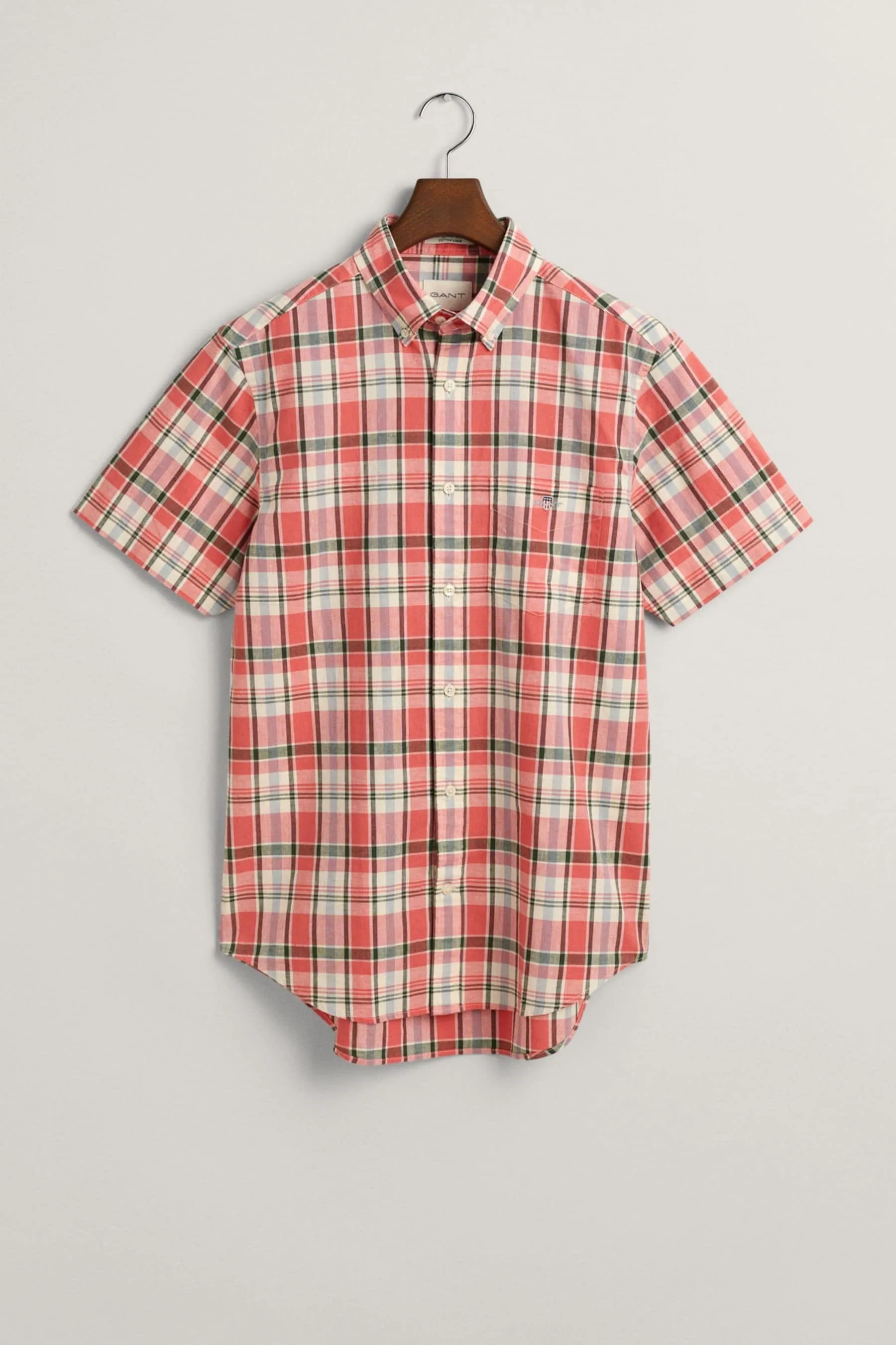 GANT regular  - Camicia in lino a quadri vestibilità attillata Manica corta cotone