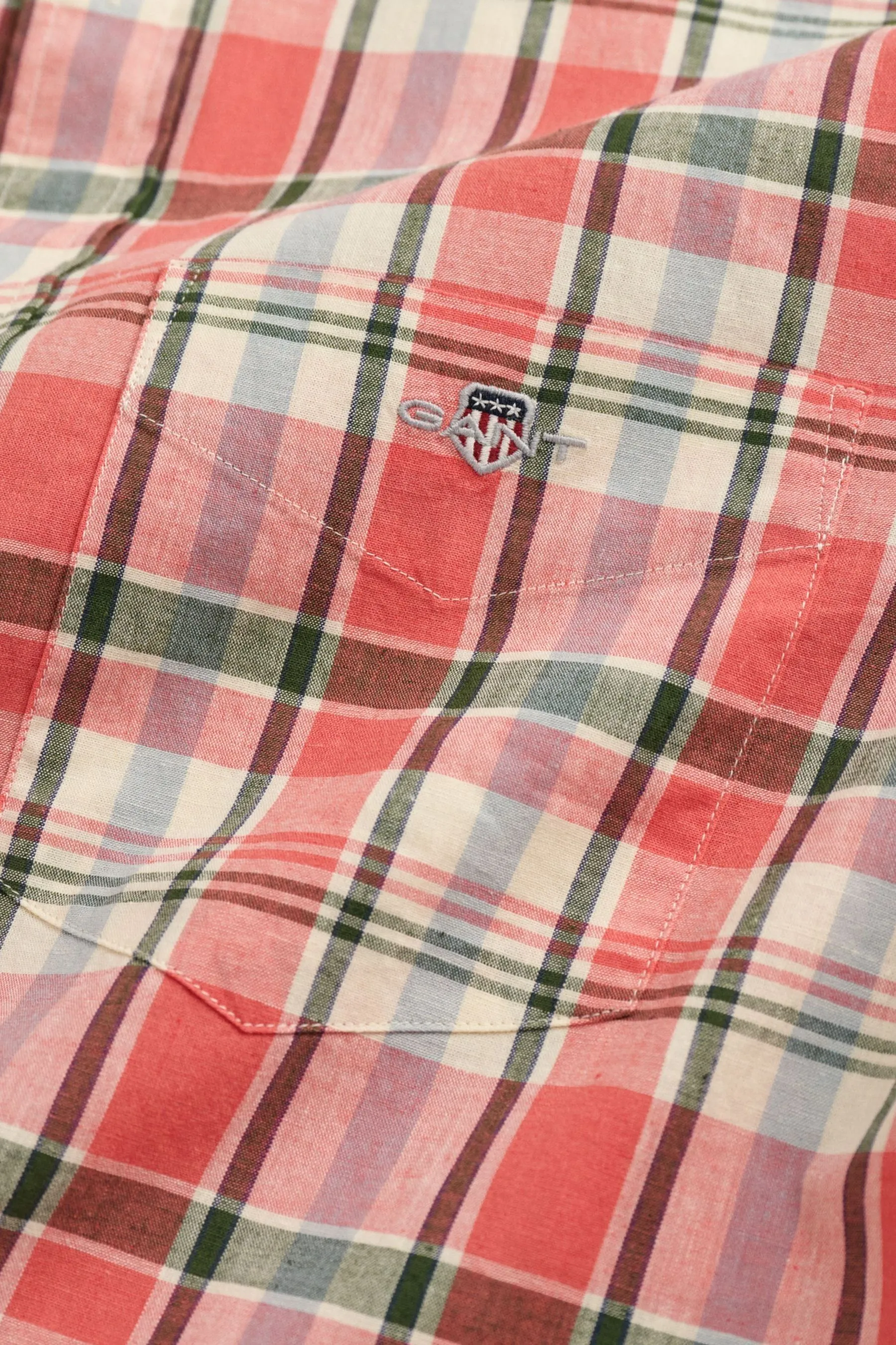 GANT regular  - Camicia in lino a quadri vestibilità attillata Manica corta cotone