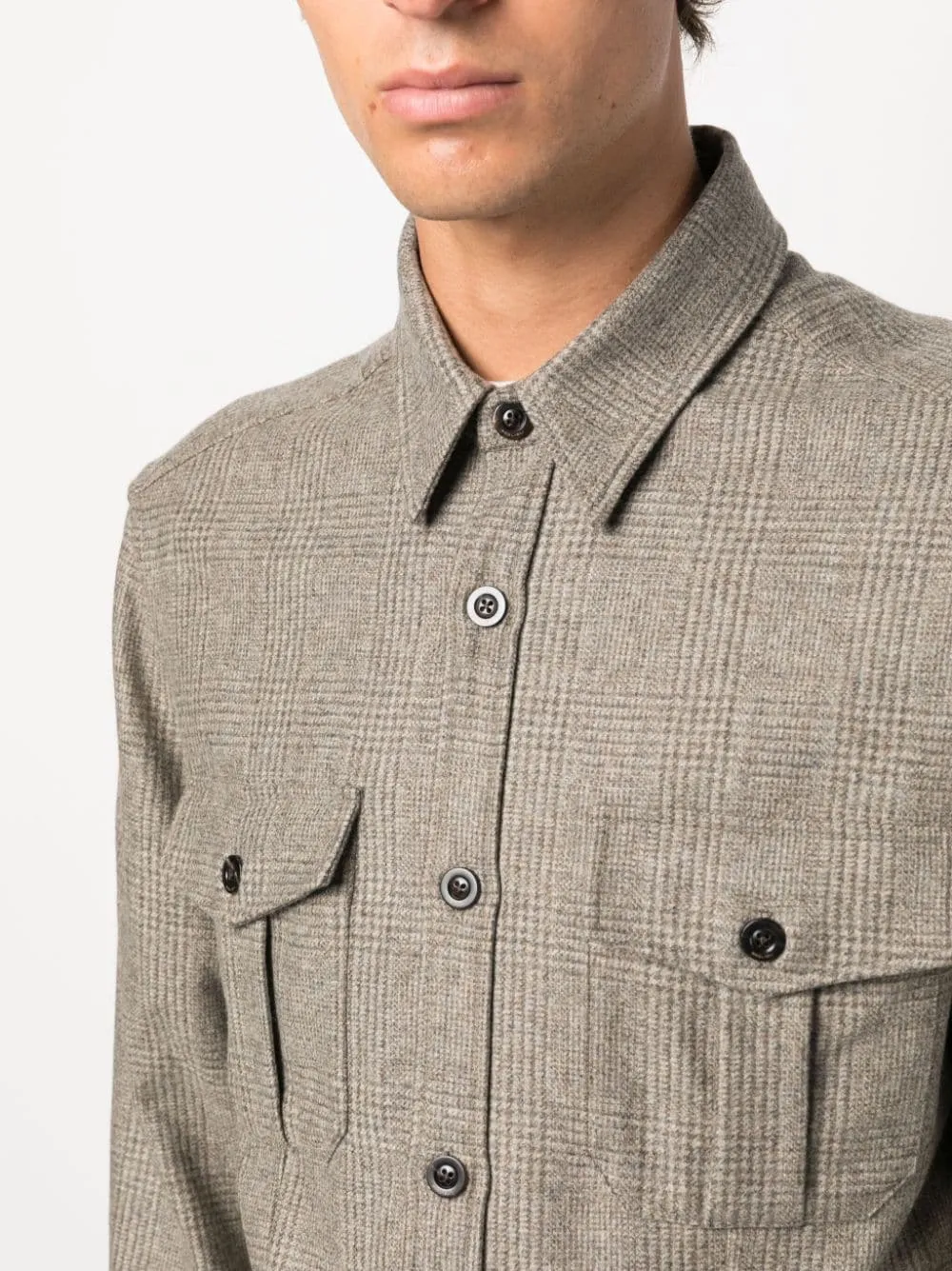 Giacca-camicia a quadri in marrone - uomo