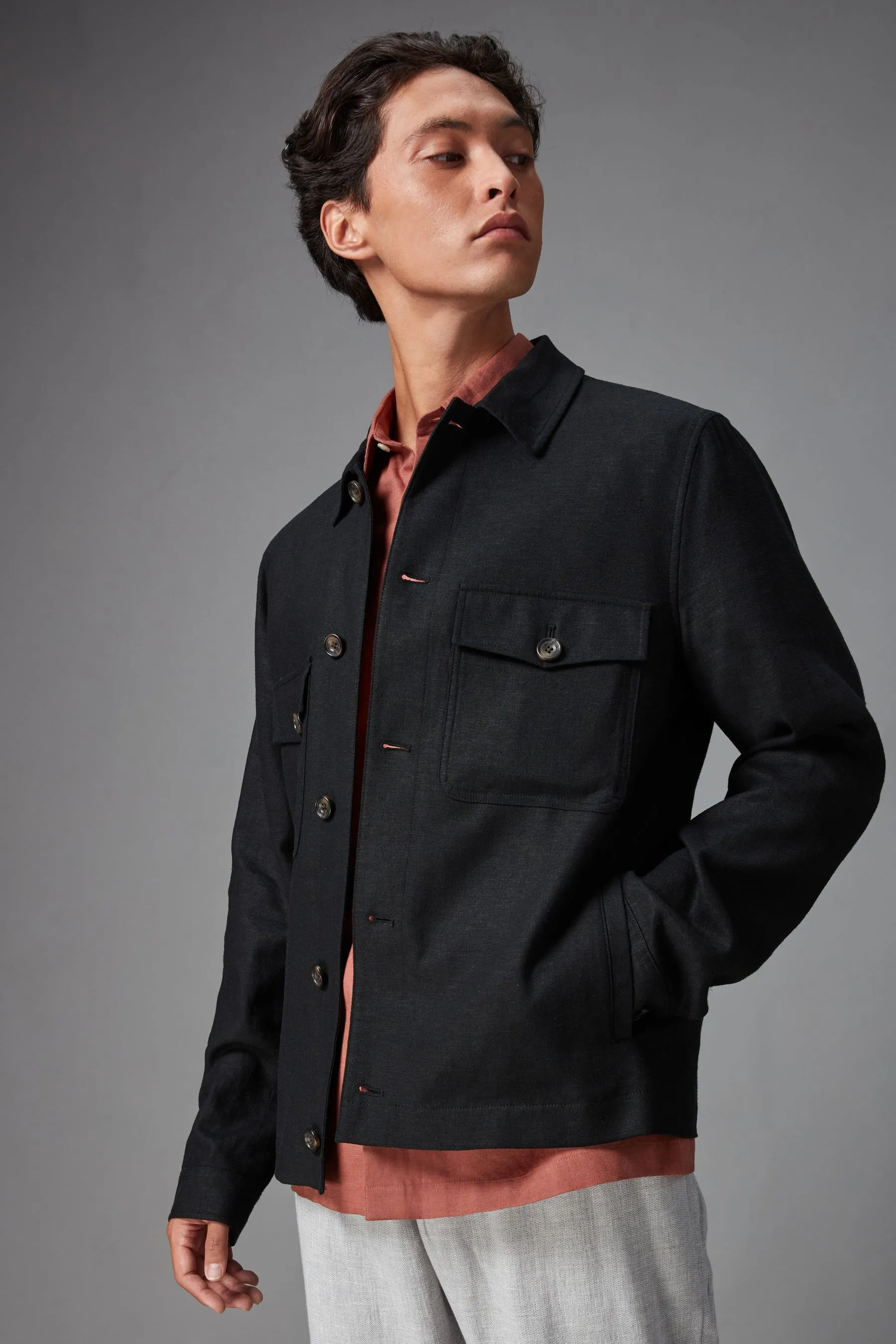 Giacca trucker Blend in lino