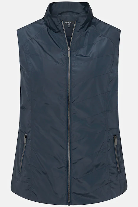 Gilet con collo alto, cuciture decorative e tasche con zip