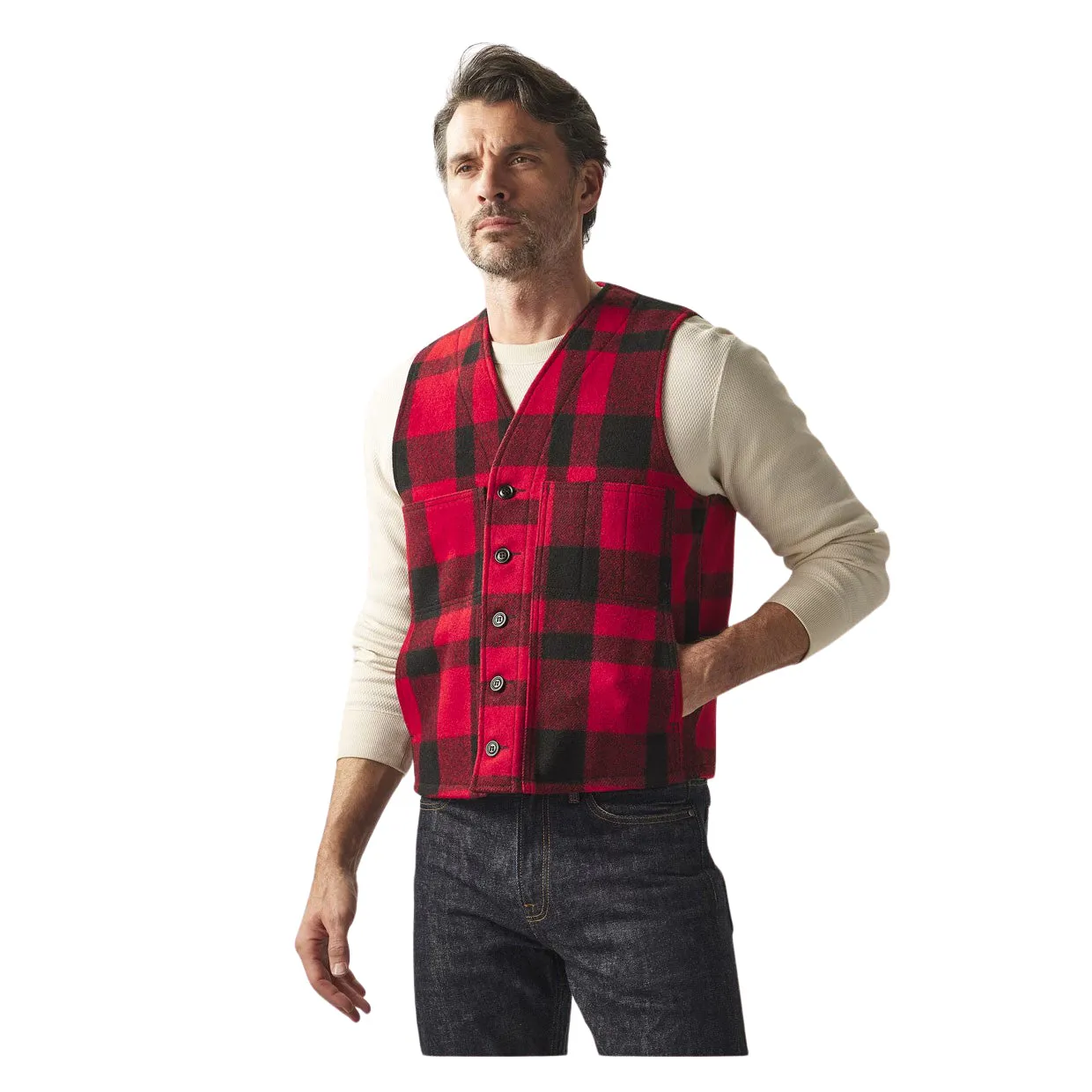 Gilet Uomo Filson Mackinaw Wool Vest Rosso / Nero