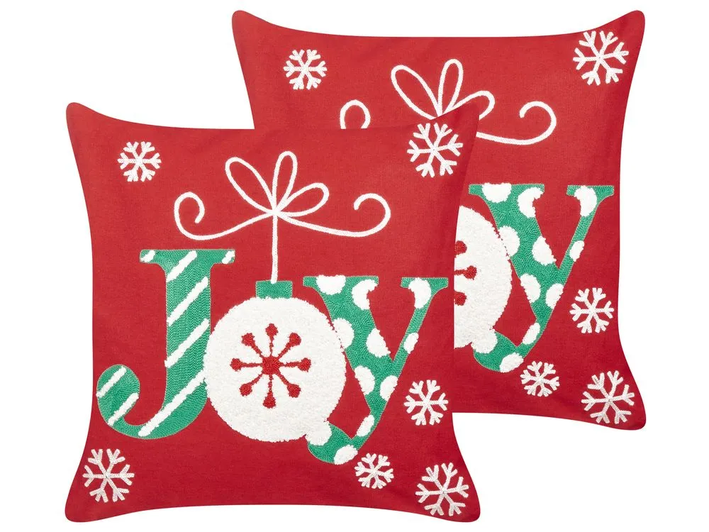 GINGERBREAD Set di 2 cuscini Modello natalizio Rosso 45 x 45 cm Cotone