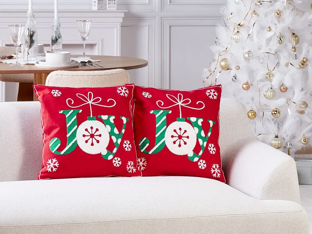 GINGERBREAD Set di 2 cuscini Modello natalizio Rosso 45 x 45 cm Cotone