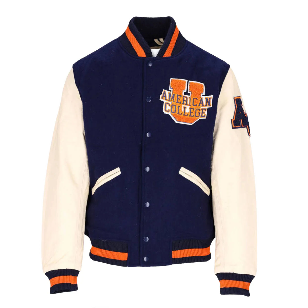 Giubbino Uomo American College Teddy Varsity AC-9 Blu / Panna / Arancio