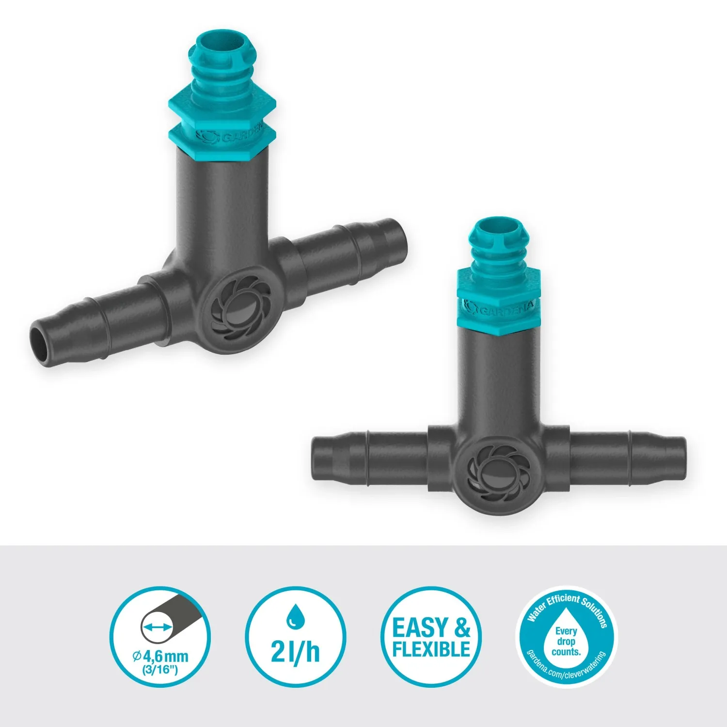 Gocciolatore in linea Gardena per tubi da 4,6 mm Micro-Drip-System 2 l/h