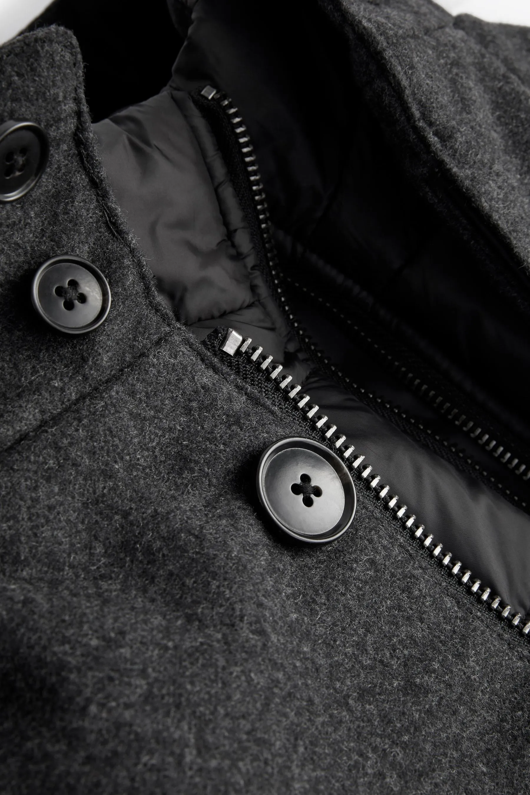 Grigio antracite  - Signature - Cappotto in Collo a imbuto misto lana italiana con gilet rimovibile