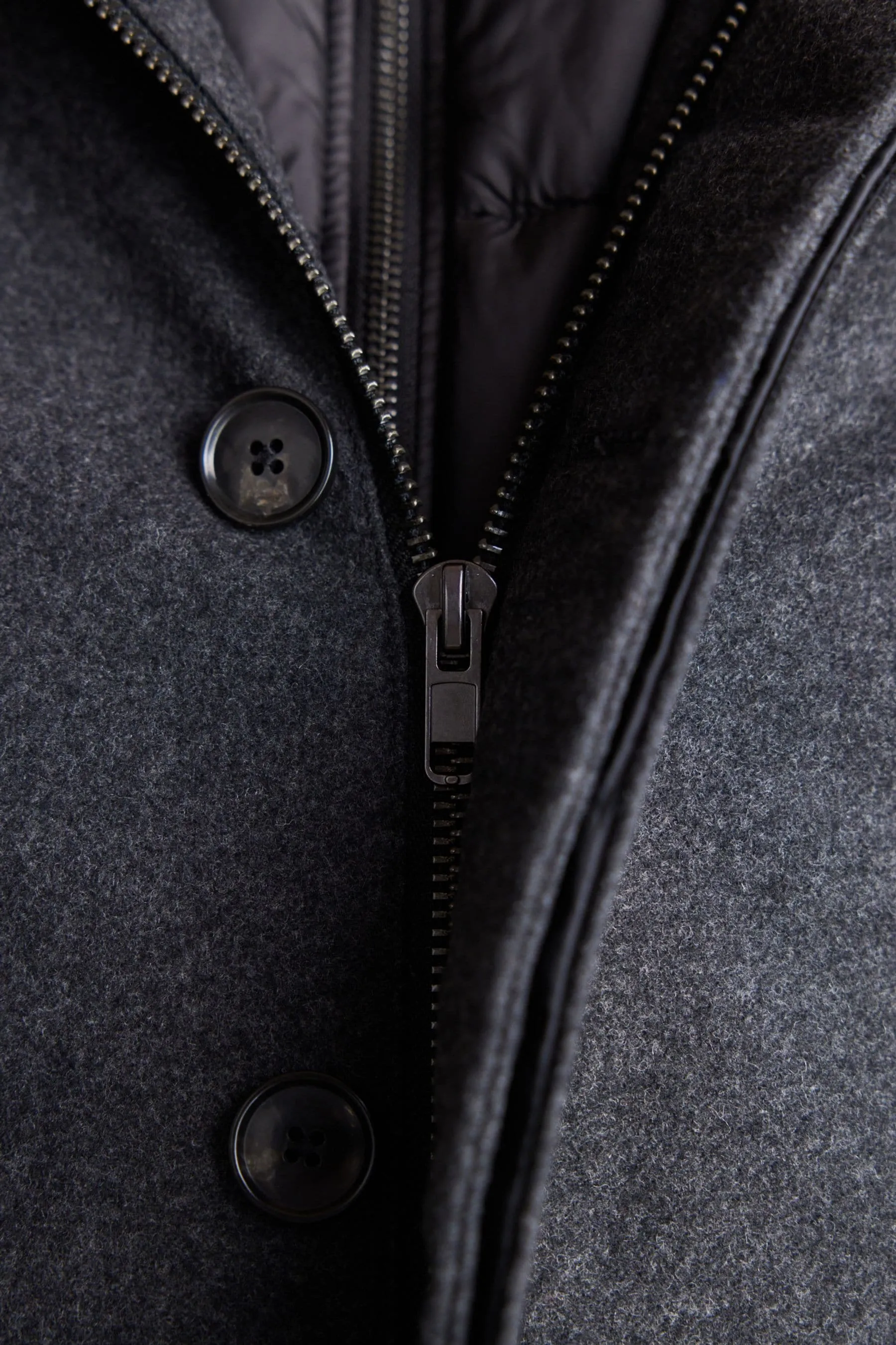 Grigio antracite  - Signature - Cappotto in Collo a imbuto misto lana italiana con gilet rimovibile