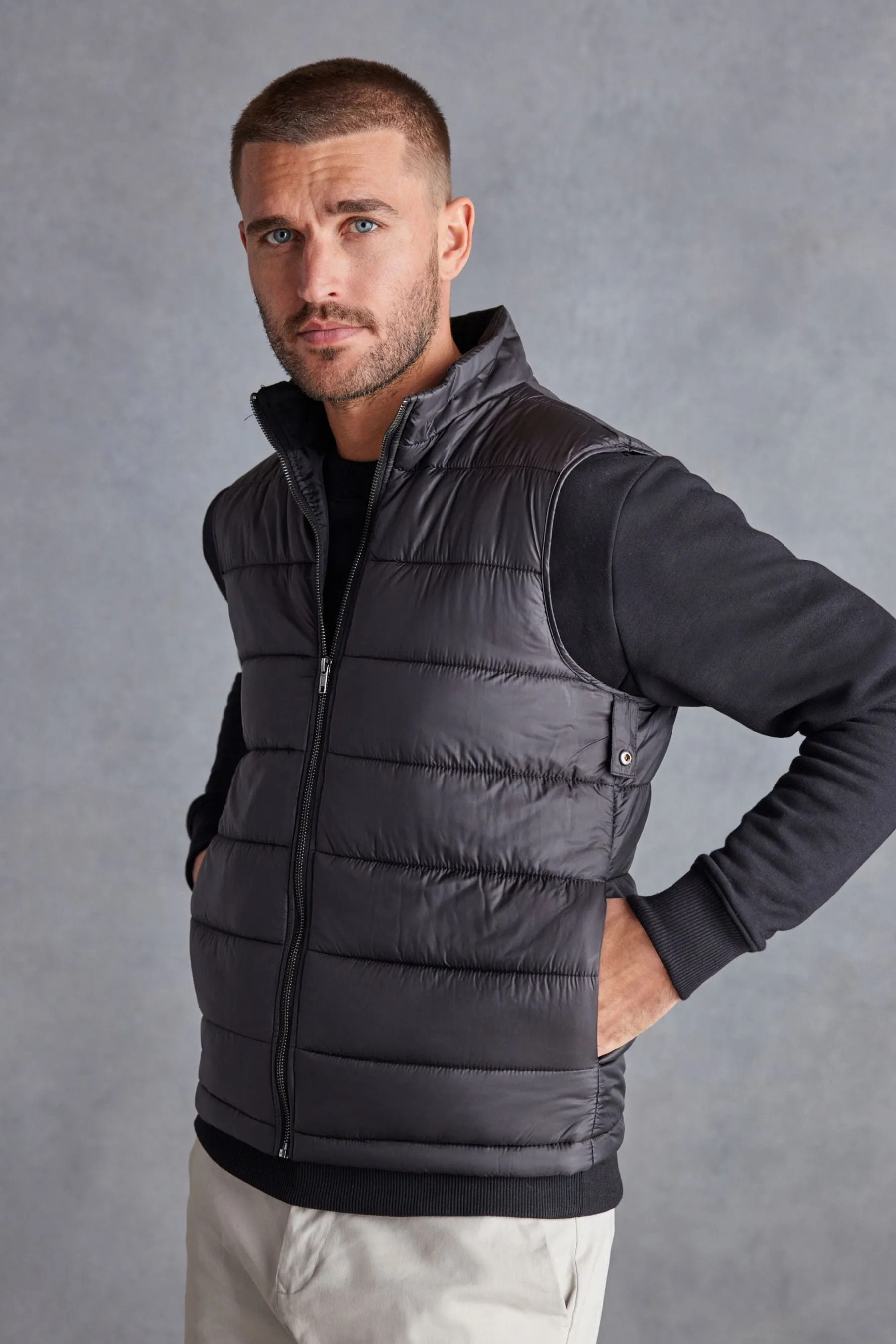 Grigio antracite  - Signature - Cappotto in Collo a imbuto misto lana italiana con gilet rimovibile