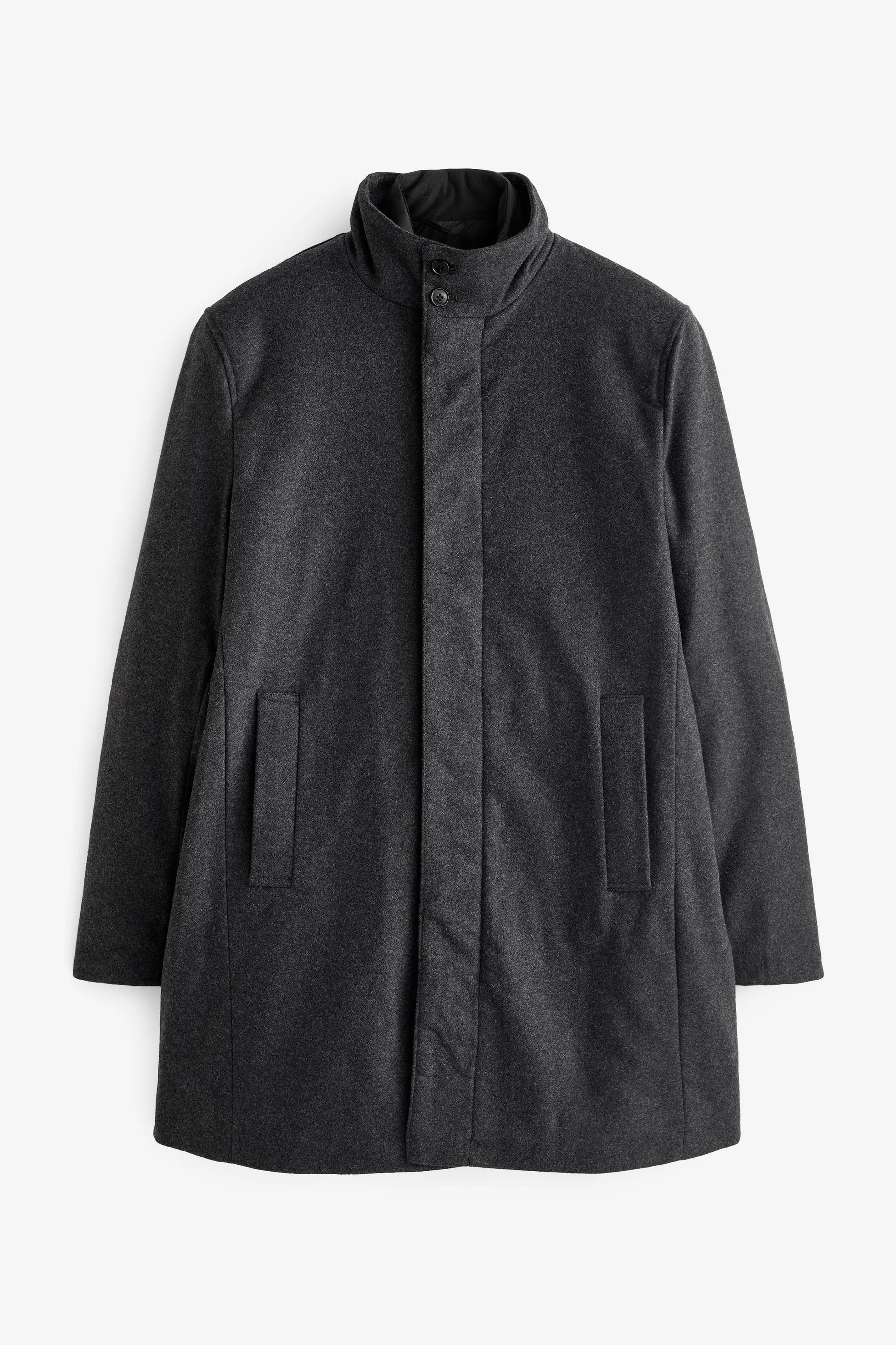 Grigio antracite  - Signature - Cappotto in Collo a imbuto misto lana italiana con gilet rimovibile