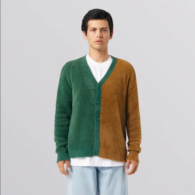 HUF Feels Good unise soft faux mohair cardigan KN00391 brown 