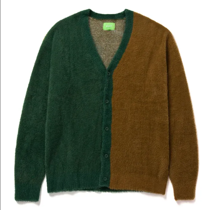 HUF Feels Good unise soft faux mohair cardigan KN00391 brown 