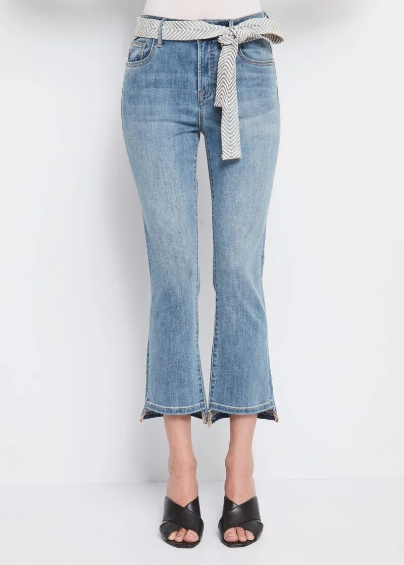 Jeans straight cropped con cintura