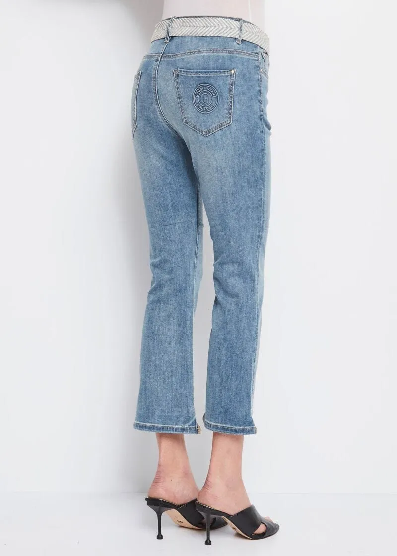 Jeans straight cropped con cintura