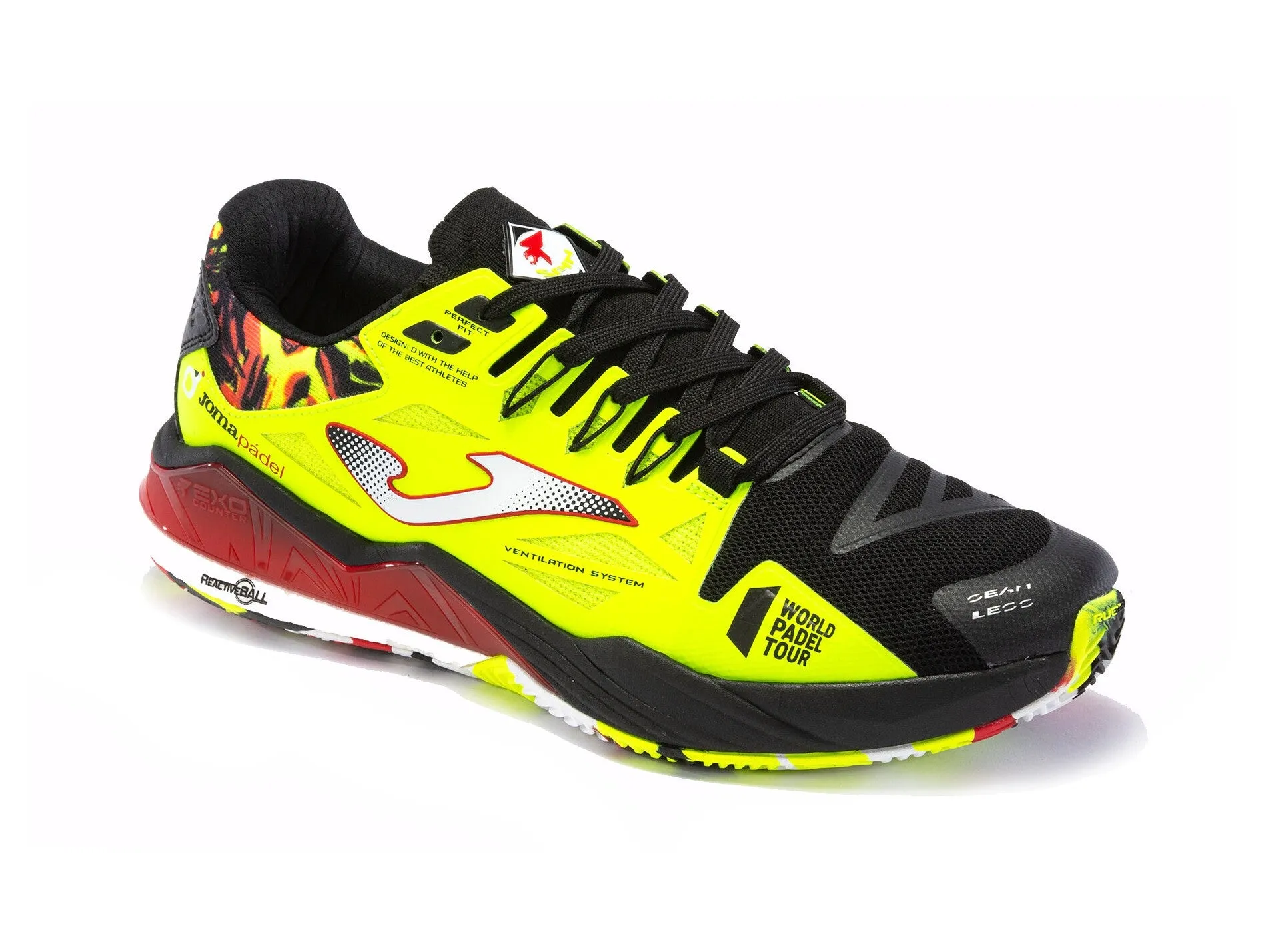Joma Scarpe Uomo Padel T. Spin Nero Giallo Fluo