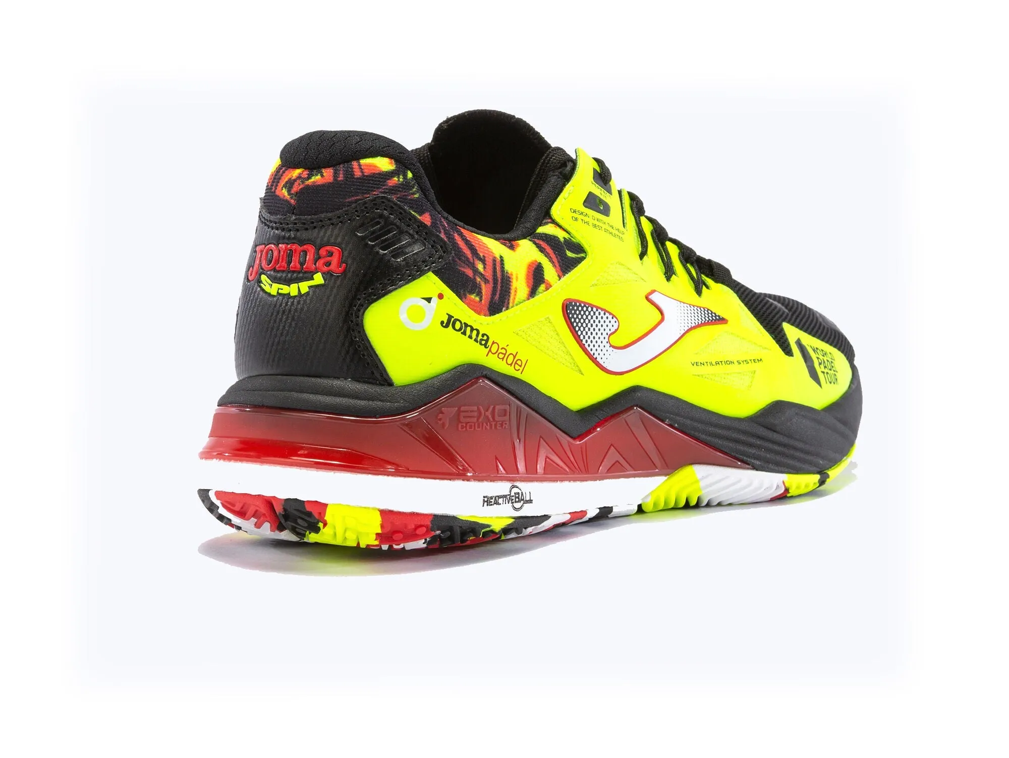 Joma Scarpe Uomo Padel T. Spin Nero Giallo Fluo