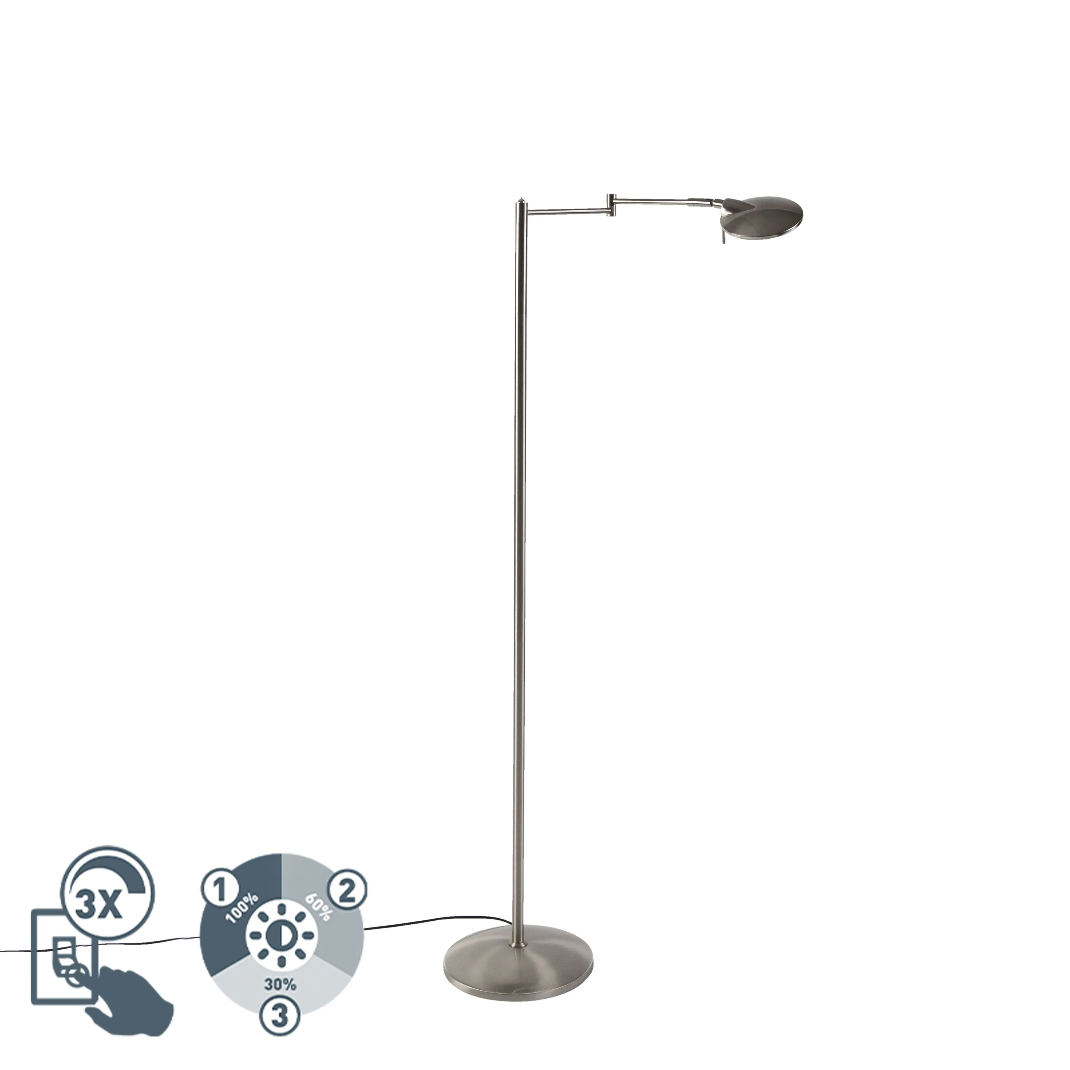 Lampada da terra moderna LED orientabile acciaio con regolatore - KAZAM