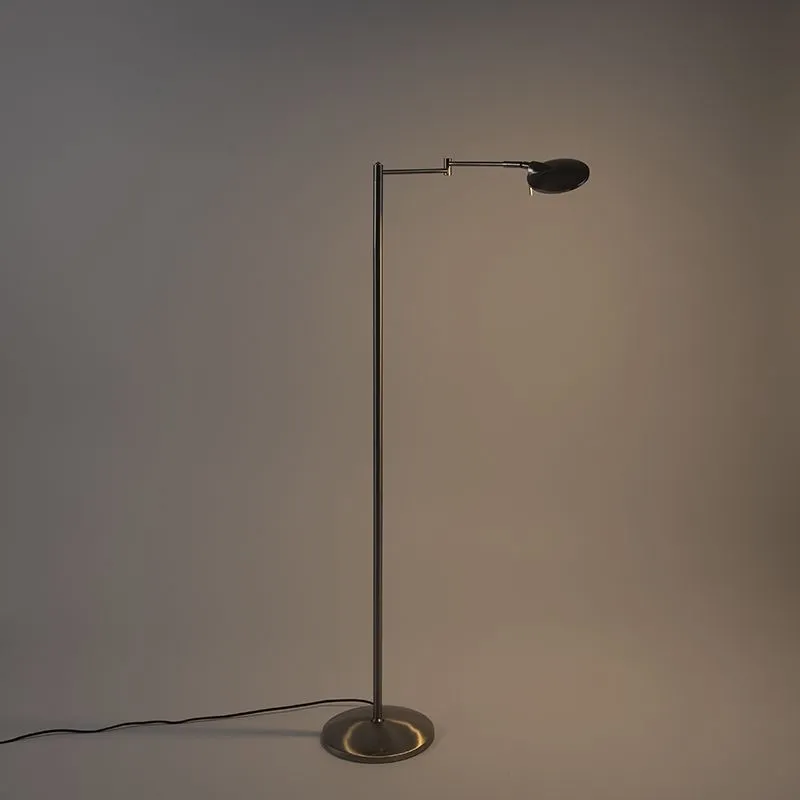 Lampada da terra moderna LED orientabile acciaio con regolatore - KAZAM