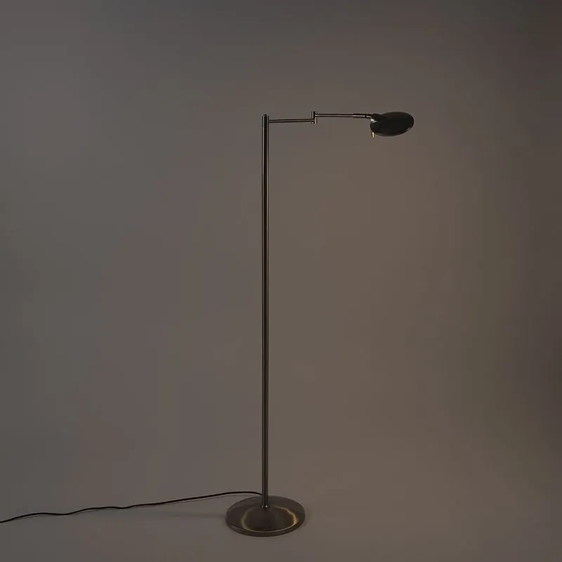 Lampada da terra moderna LED orientabile acciaio con regolatore - KAZAM