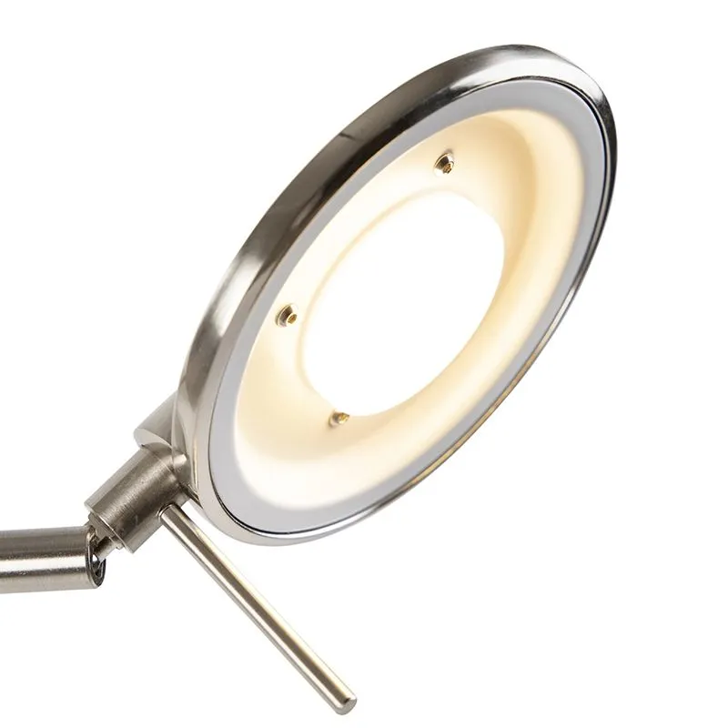 Lampada da terra moderna LED orientabile acciaio con regolatore - KAZAM