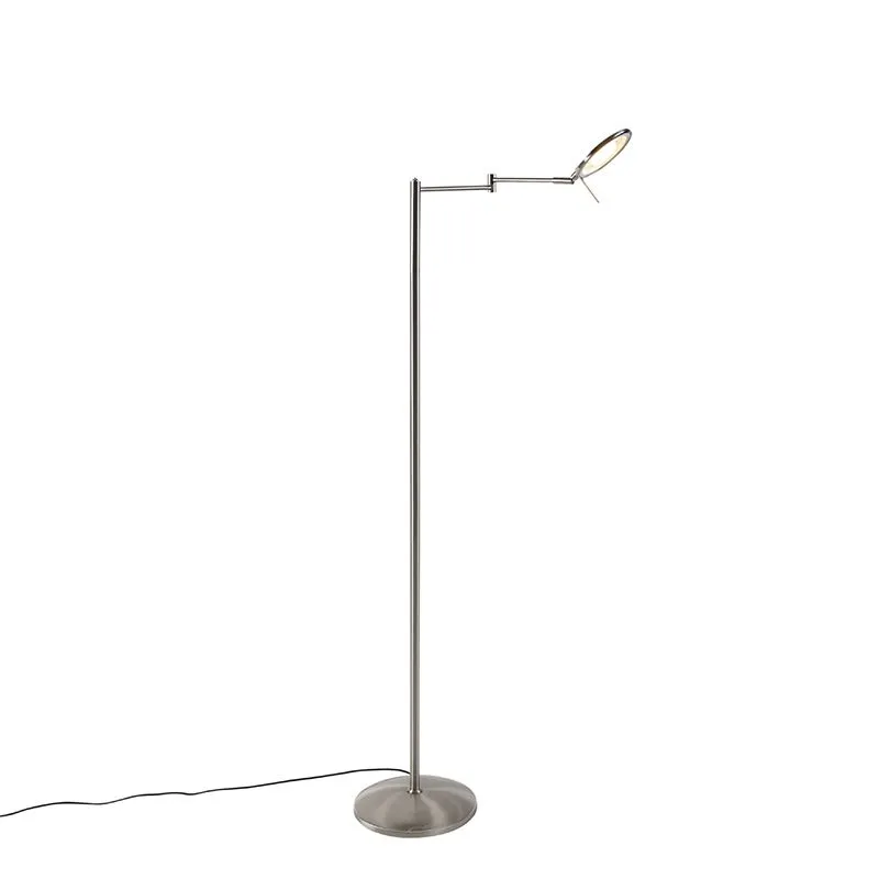 Lampada da terra moderna LED orientabile acciaio con regolatore - KAZAM
