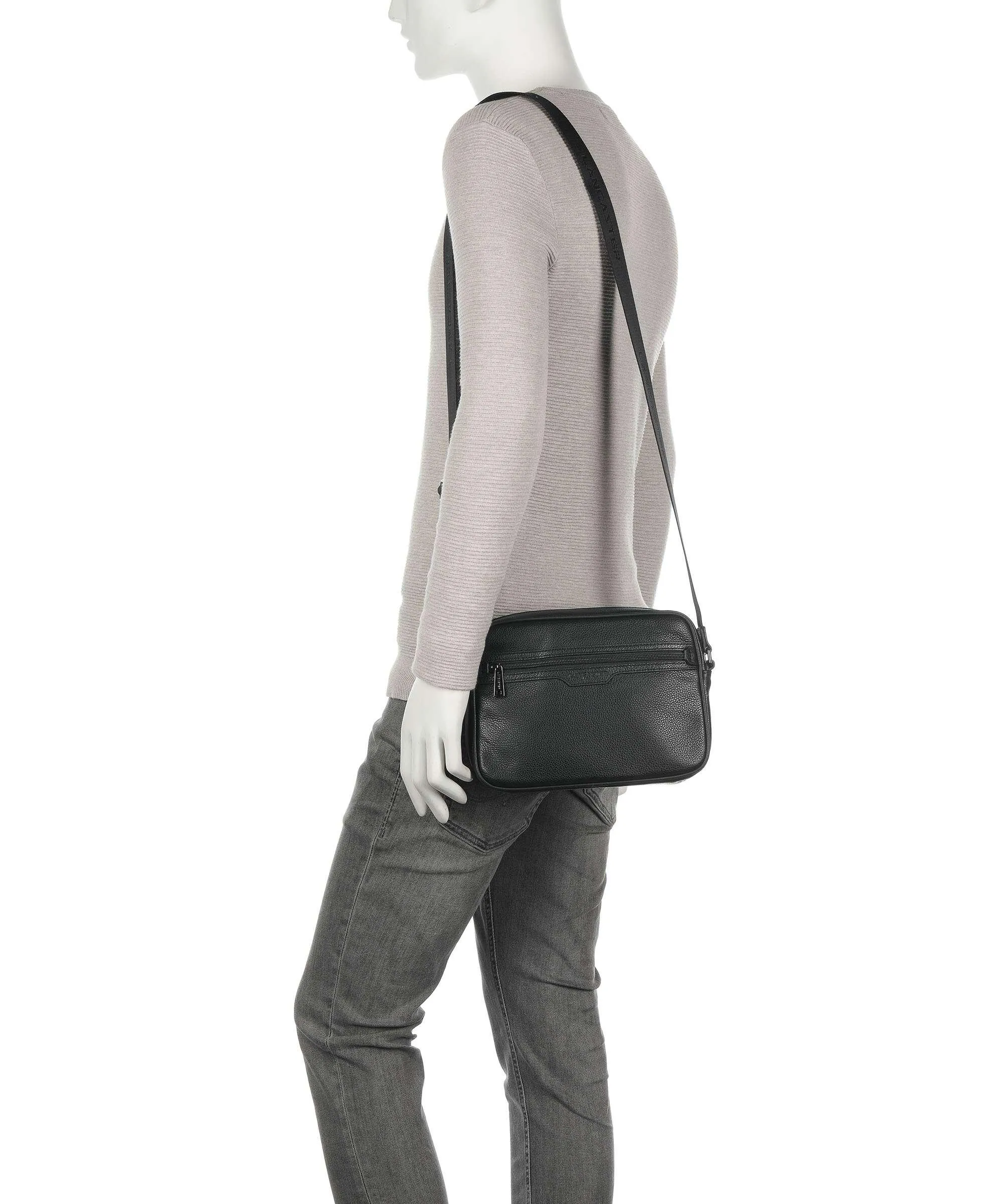  Lancaster Milano Gentlemen Borsa a tracolla pelle di vacchetta grana nero  