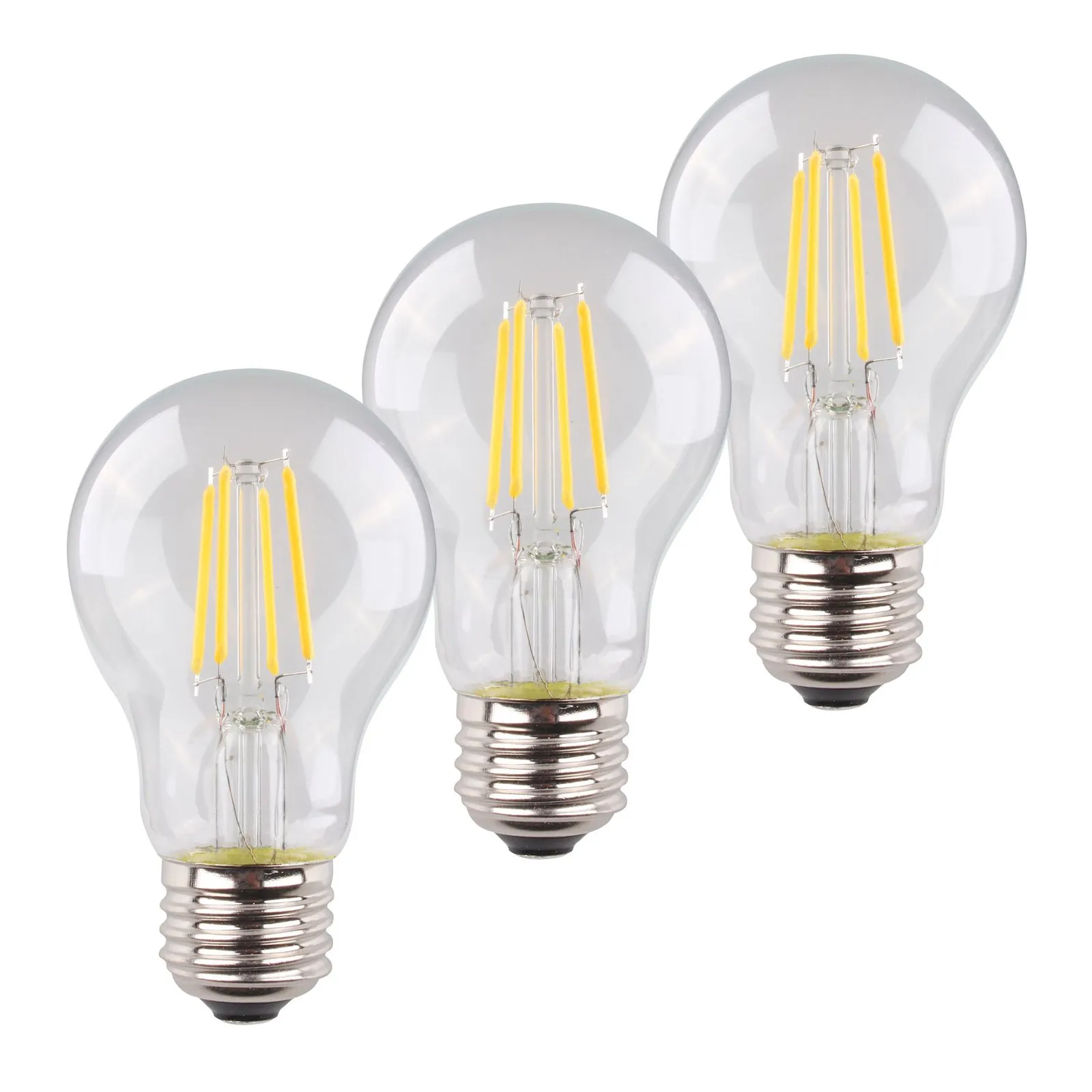 LED E27 4W 2.700K filamenti set 3x, 470lm