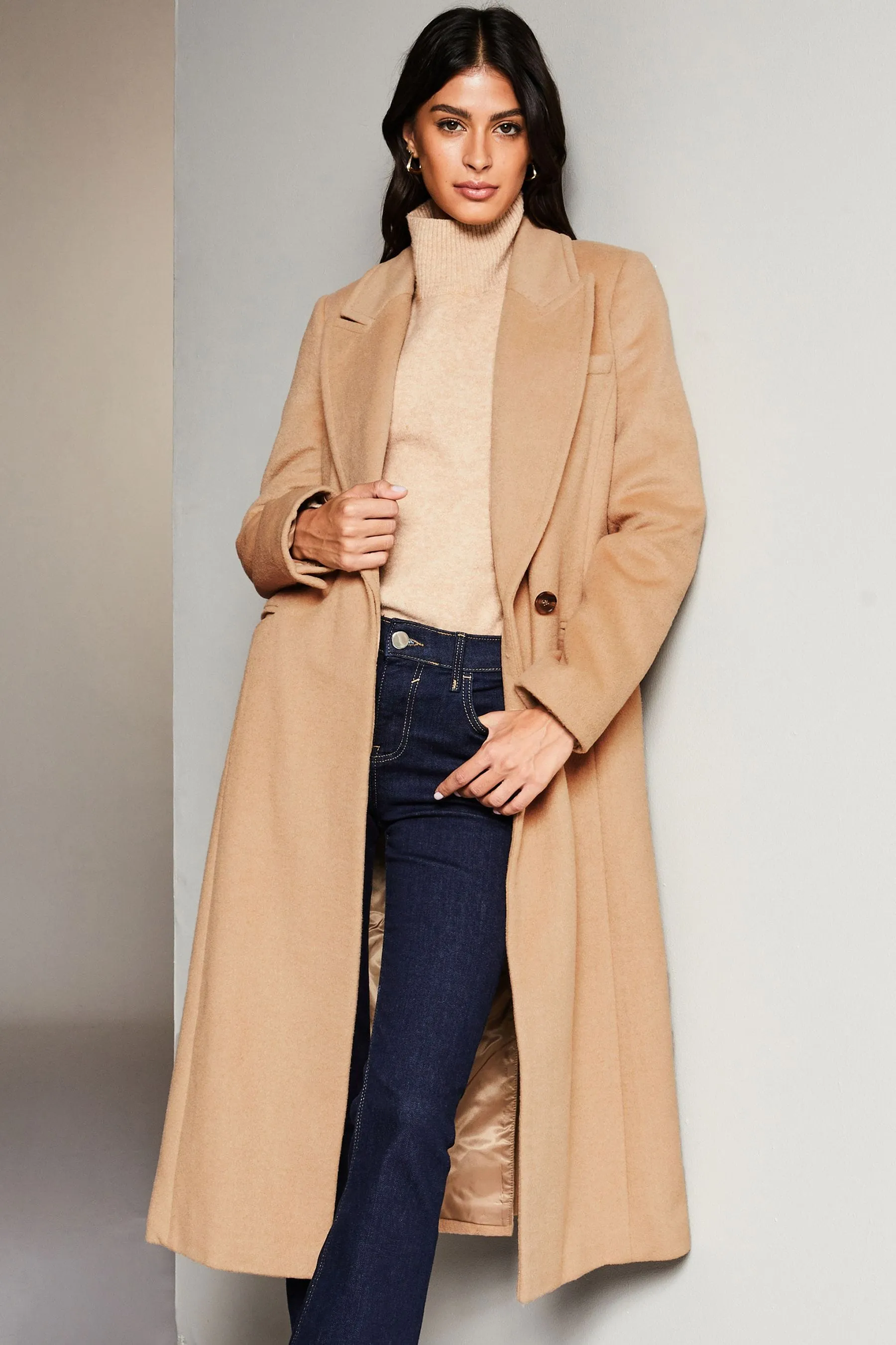Lipsy Premium - Trench a portafoglio in Blend di lana da annodare