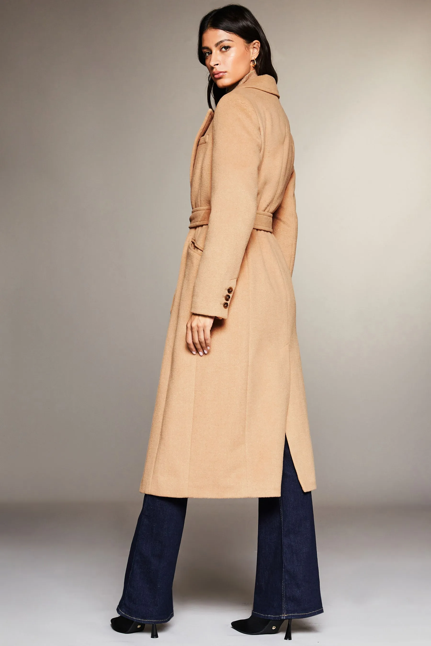 Lipsy Premium - Trench a portafoglio in Blend di lana da annodare