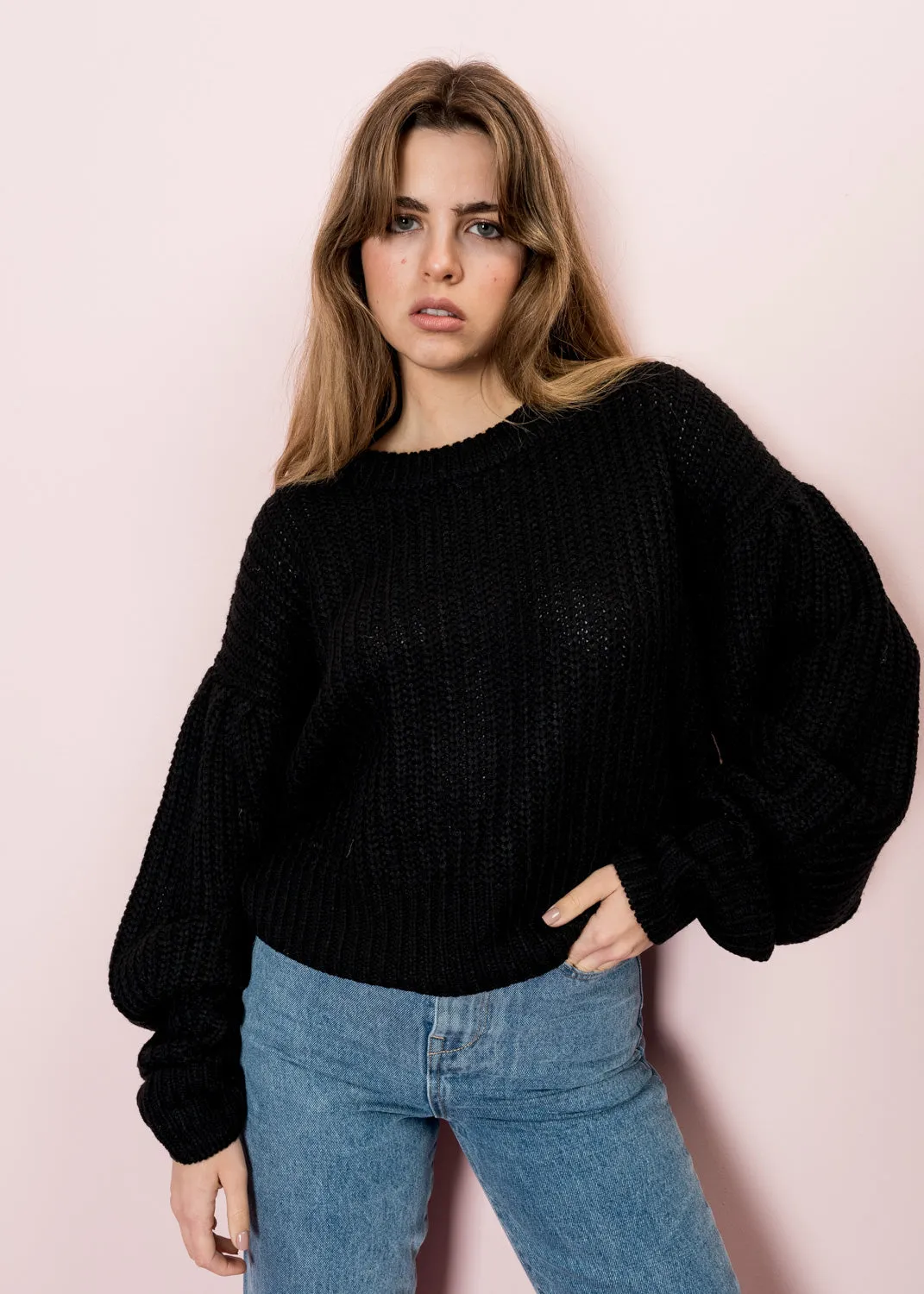 Maglia in jersey, maniche a sbuffo oversize