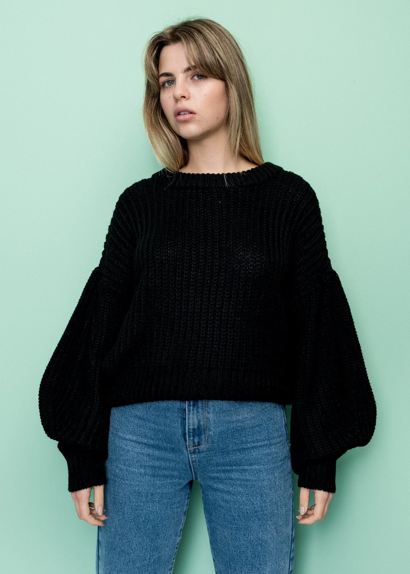 Maglia in jersey, maniche a sbuffo oversize
