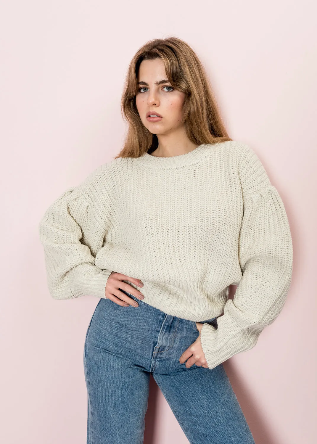 Maglia in jersey, maniche a sbuffo oversize