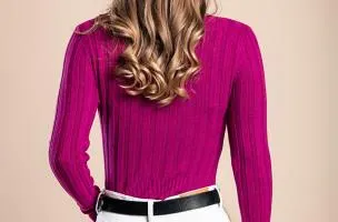 Maglia in maglia a maniche lunghe, fucsia