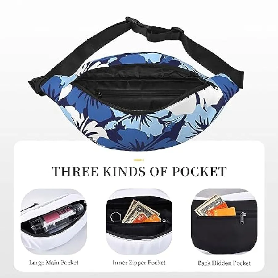 Marsupio con ibisco blu per donne uomini marsupio cintura regolabile casual marsupio marsupio per viaggi escursionismo marsupio,