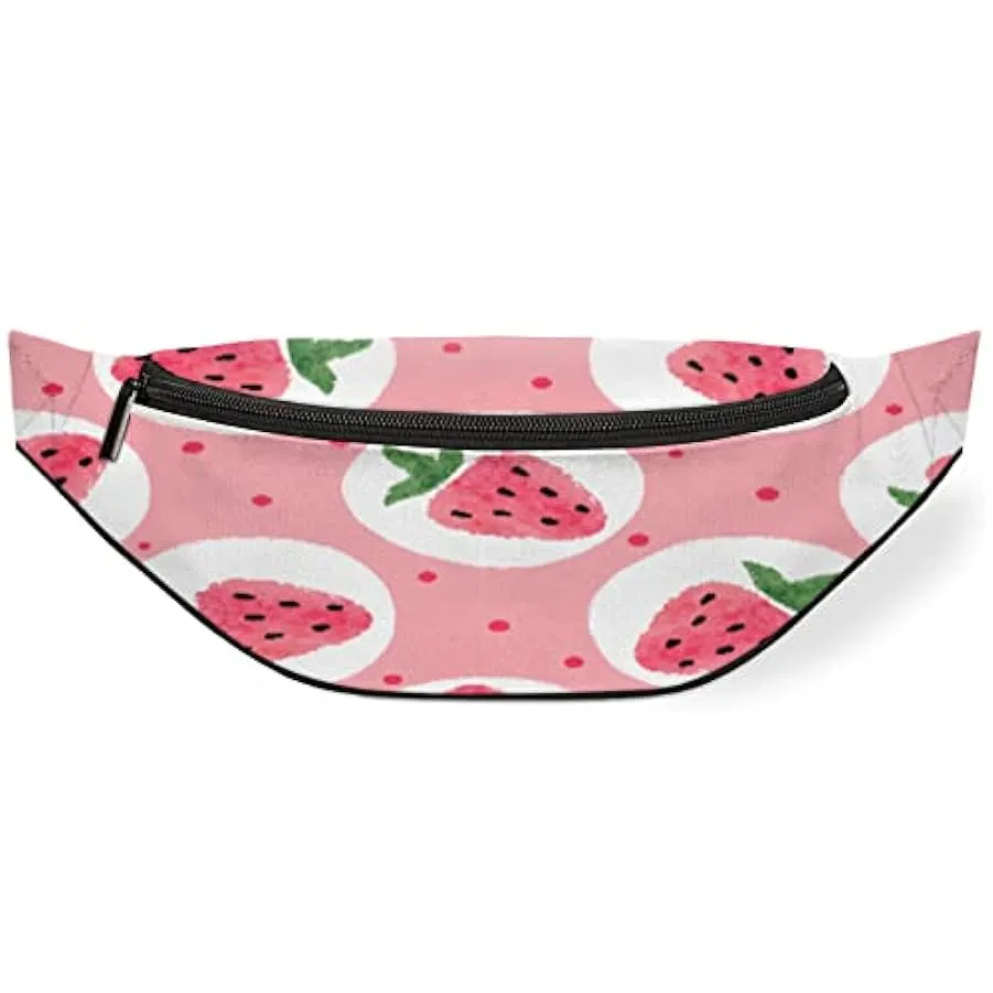 Marsupio Fragola Frutta per Donna Uomo, Marsupio Rosa a Pois, Leggero Marsupio Marsupio Regalo per Corsa Sport Viaggio Escursion