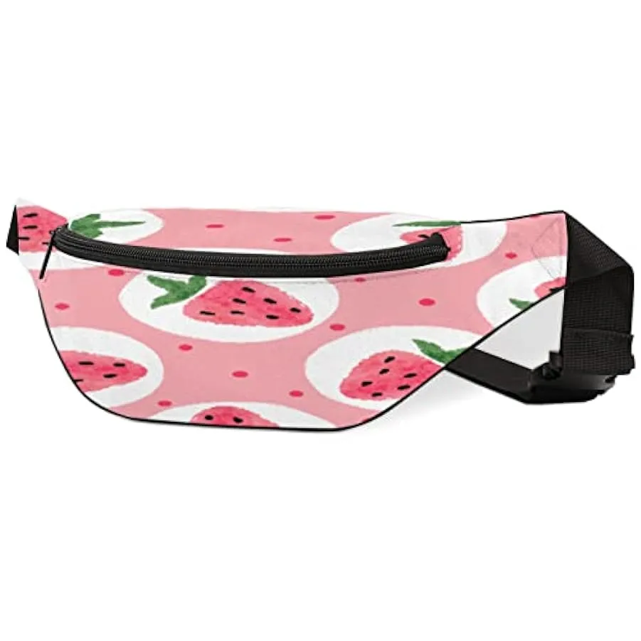 Marsupio Fragola Frutta per Donna Uomo, Marsupio Rosa a Pois, Leggero Marsupio Marsupio Regalo per Corsa Sport Viaggio Escursion