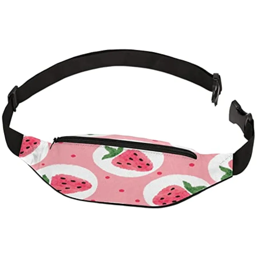 Marsupio Fragola Frutta per Donna Uomo, Marsupio Rosa a Pois, Leggero Marsupio Marsupio Regalo per Corsa Sport Viaggio Escursion