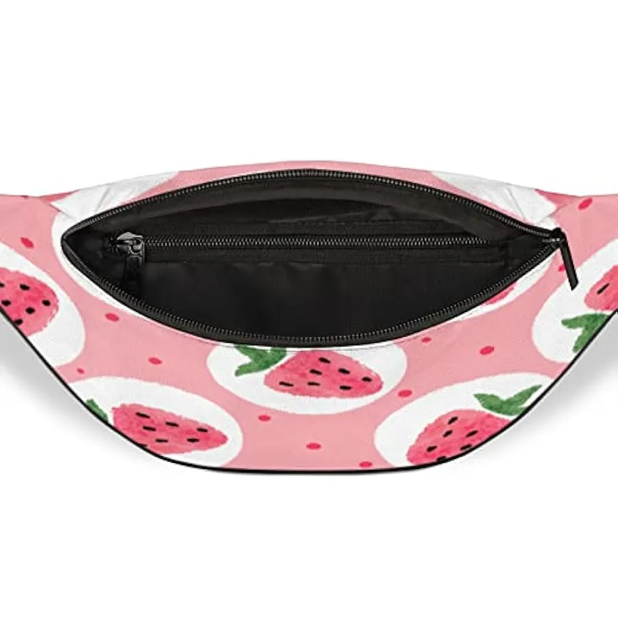 Marsupio Fragola Frutta per Donna Uomo, Marsupio Rosa a Pois, Leggero Marsupio Marsupio Regalo per Corsa Sport Viaggio Escursion