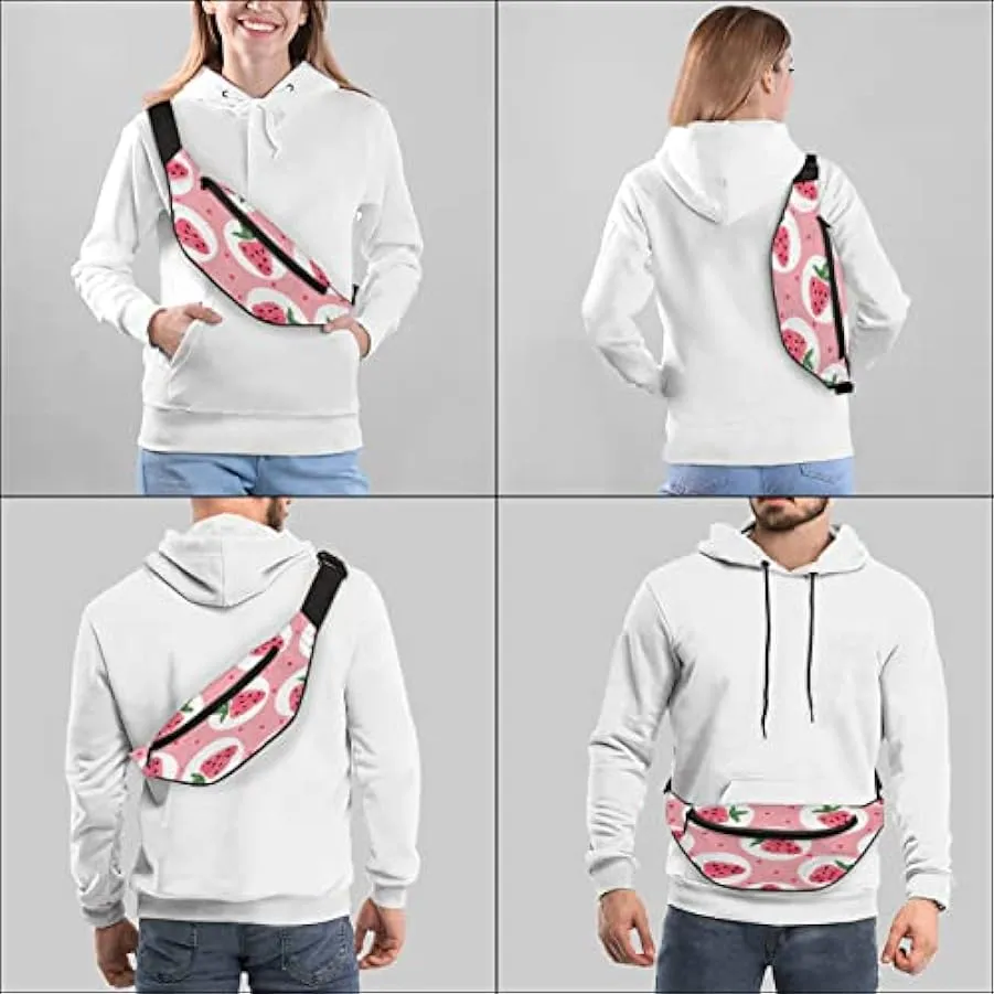 Marsupio Fragola Frutta per Donna Uomo, Marsupio Rosa a Pois, Leggero Marsupio Marsupio Regalo per Corsa Sport Viaggio Escursion