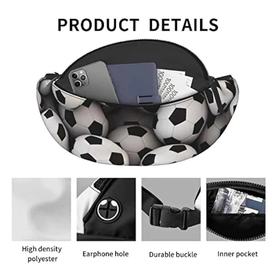 Marsupio stampato con motivo di calcio marino, marsupio, marsupio, Nero , Taglia unica 227902762