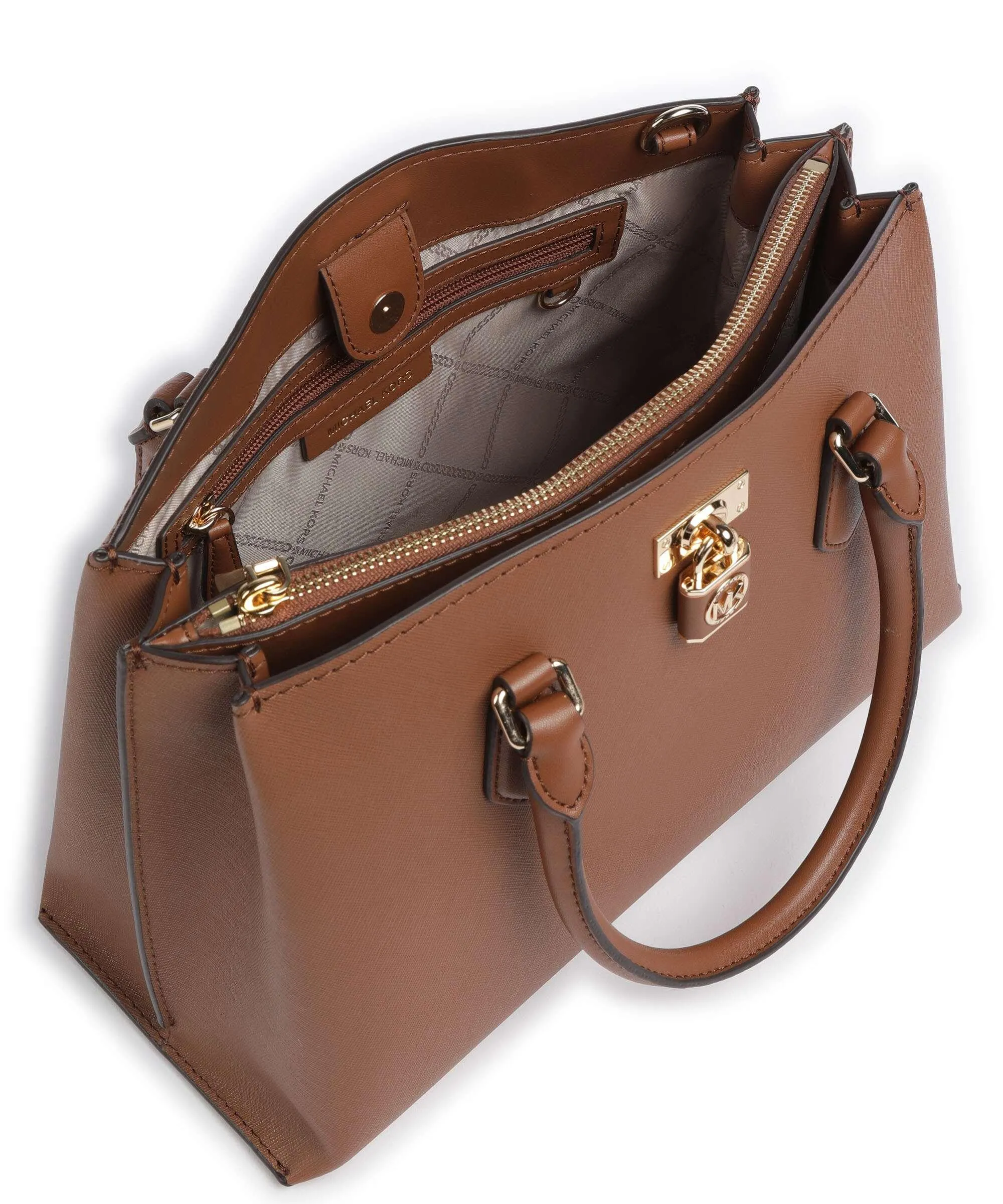  Michael Kors Graham Borsa a mano pelle di vacchetta saffiano marrone  