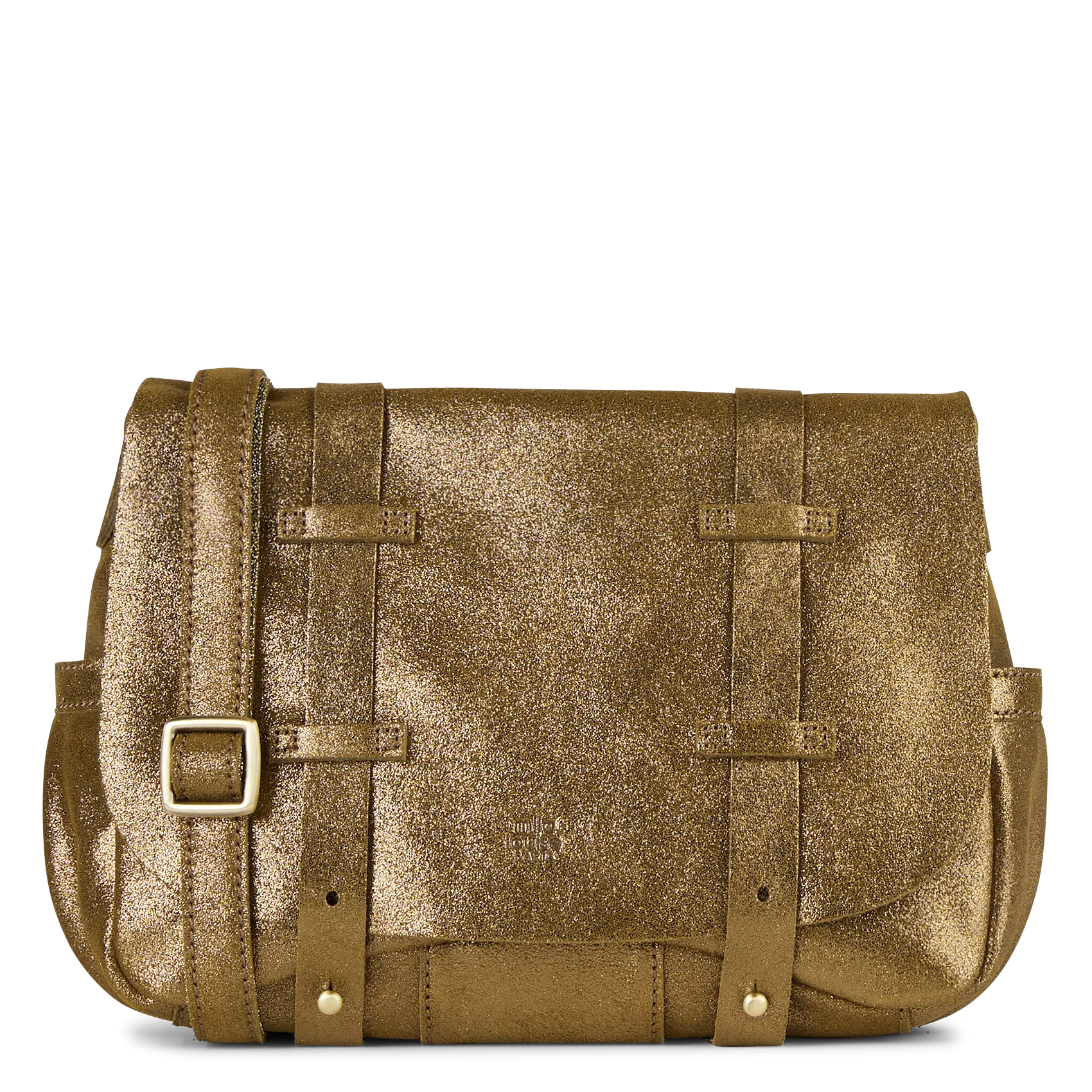  MILA LOUISE   BESS - Borsa a bisaccia in pelle metallizzata | Kaki