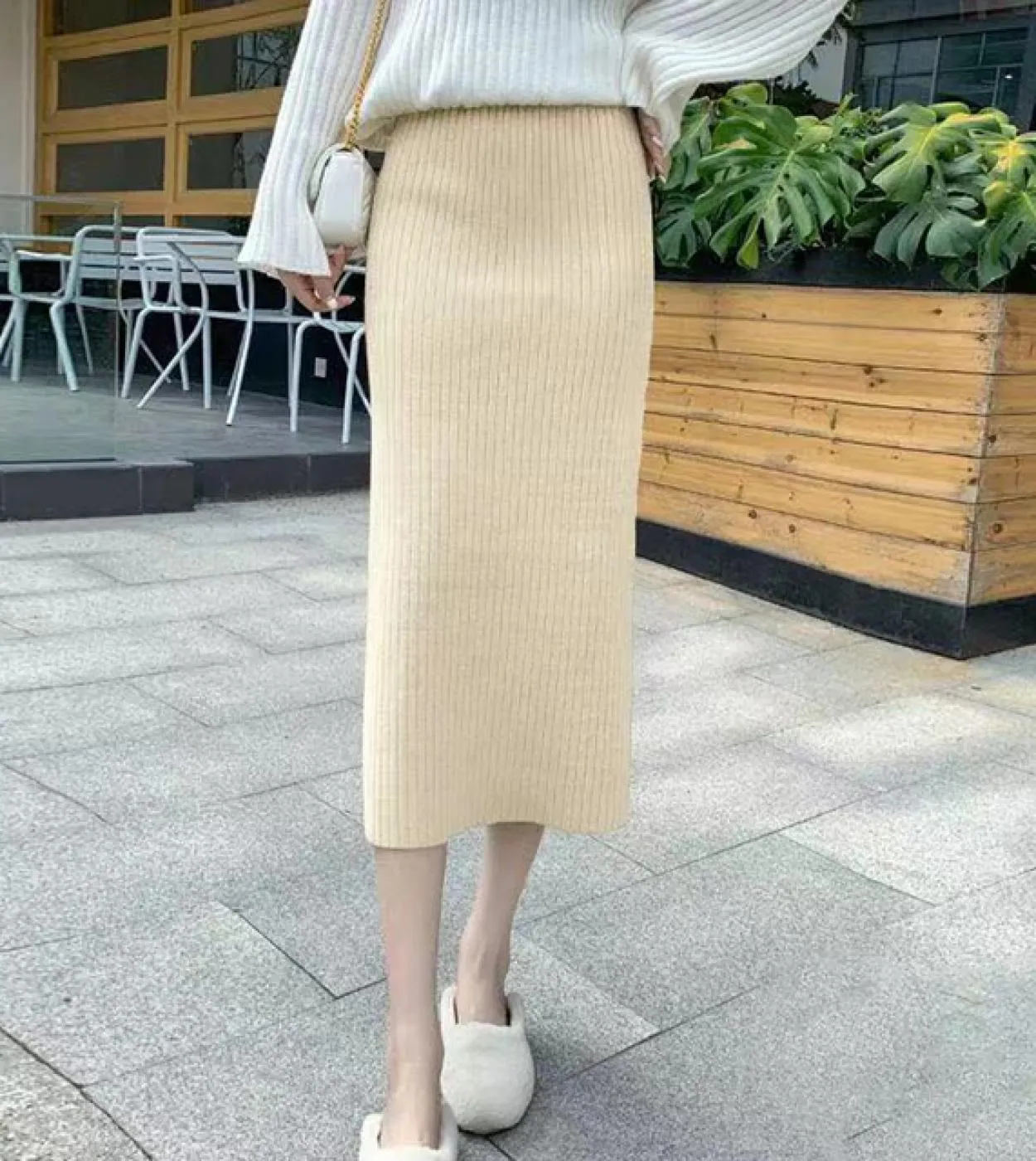 Moukyun Gonne di lana per donna Long Faldas Lana lavorata a maglia di alta qualità Midi Slim Ufficio Autunno Inverno Jupe Femme