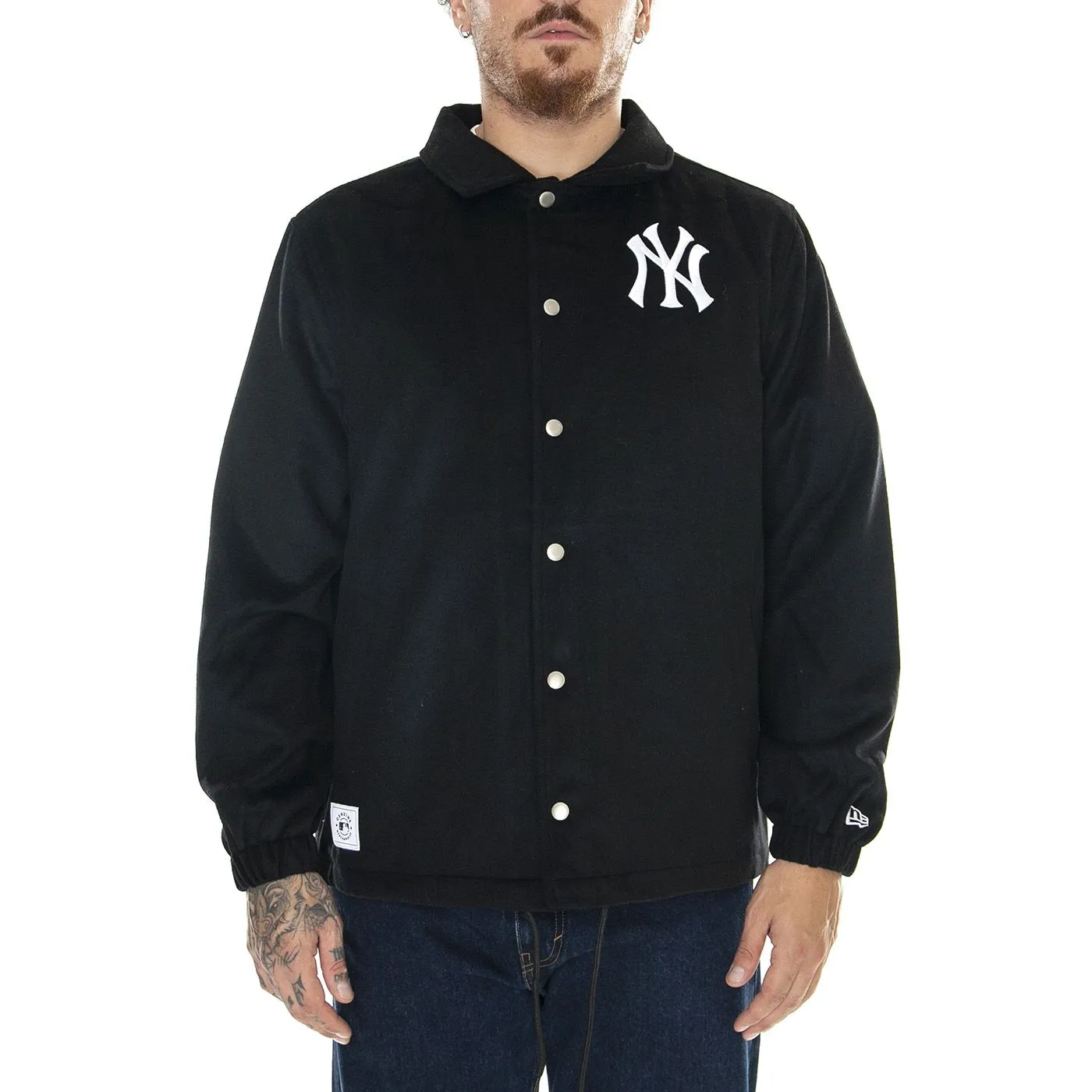 New Era MLB Coaches Jacket Nevyan Black / White - Giacca Invernale Uomo Nera    