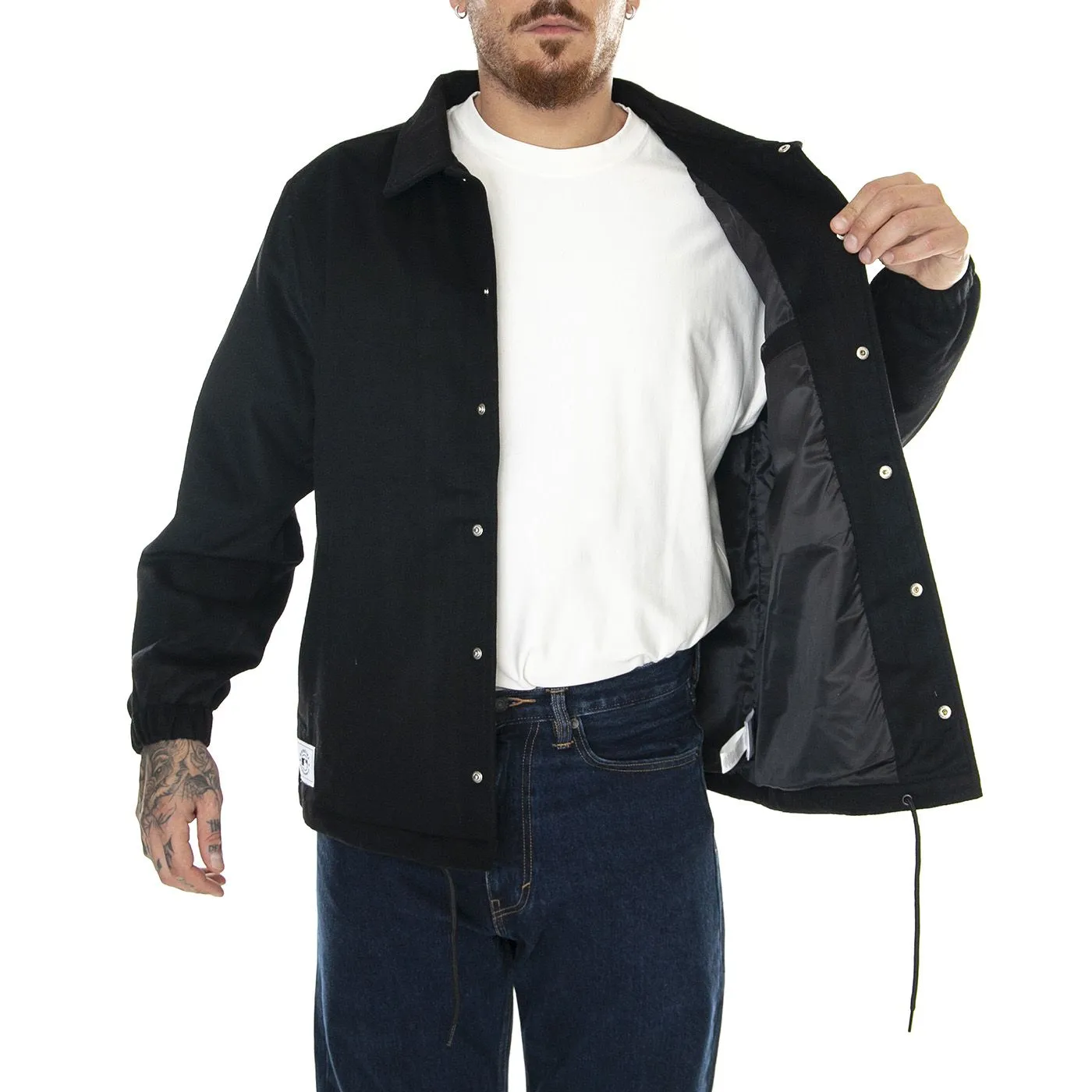 New Era MLB Coaches Jacket Nevyan Black / White - Giacca Invernale Uomo Nera    