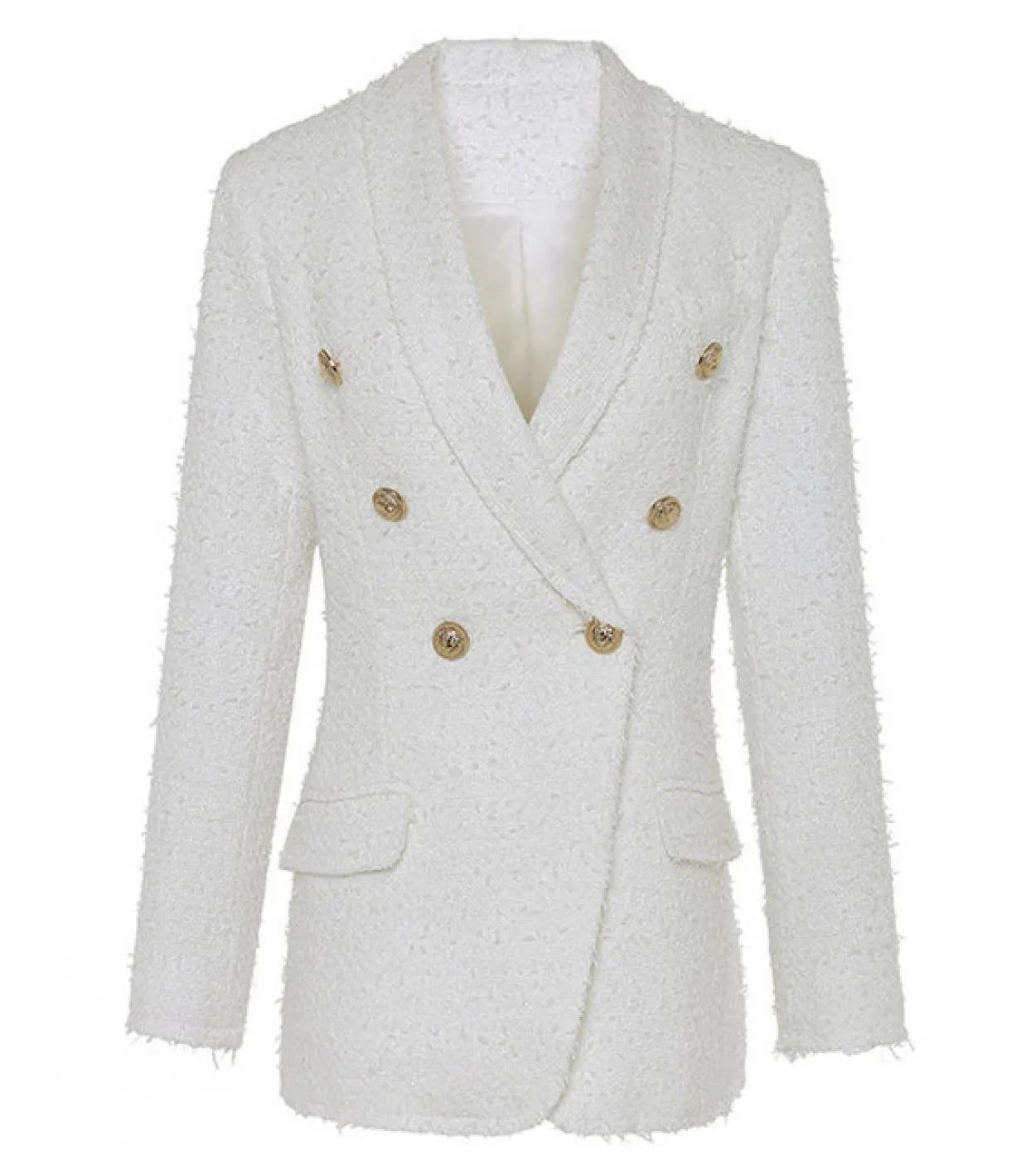 Nuovo cappotto da donna autunno inverno in metallo testa di leone con fibbia doppio petto in lana con frange colore frutta verde