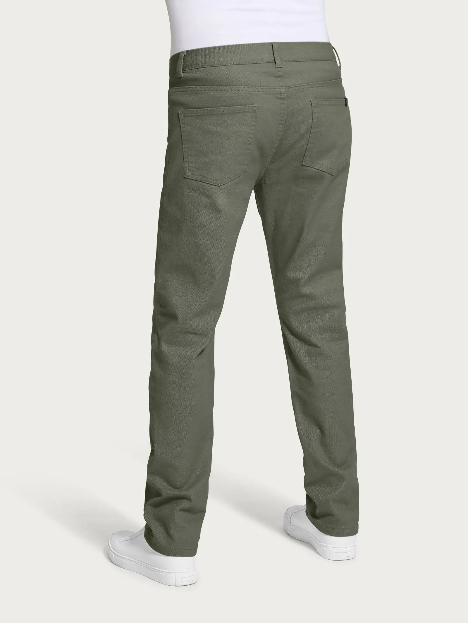 Pantalone 5 tasche in Raw Twill di cotone elasticizzato - Deep Lichen Green
